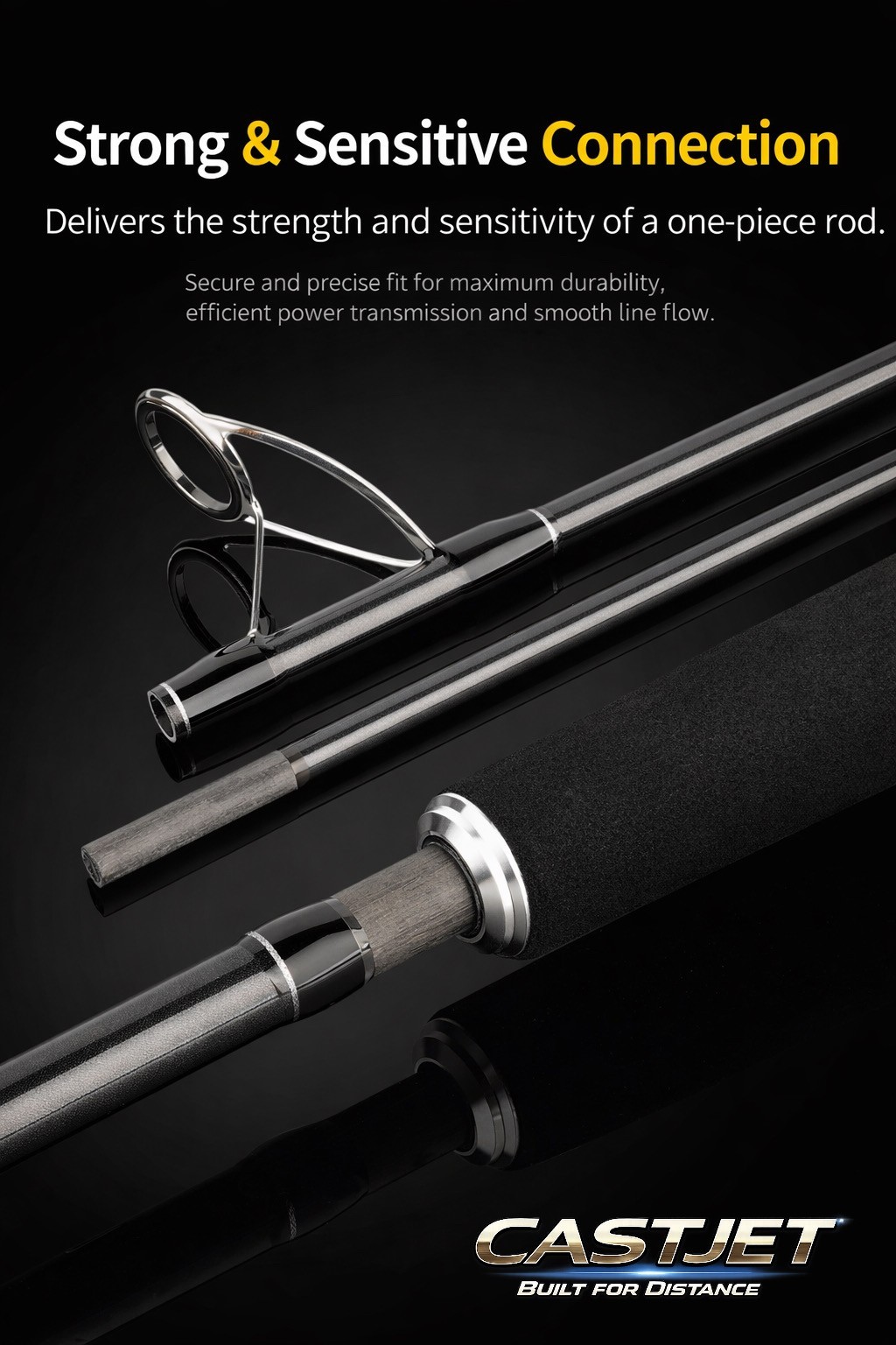 CASTJET 4-Piece Travel Surf Fishing Rod 7ft/8ft Heavy Spinning, Long Casting