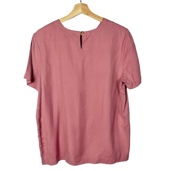 Orvis Mauve Pink Purple Round Neck Short Sleeve Blouse L