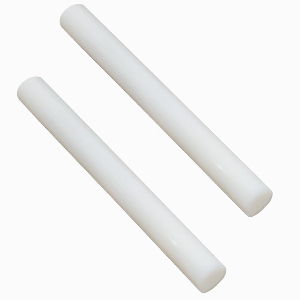 2 PCS White 1×13 Inch HDPE High Density Polyethylene Round Plastic Rod