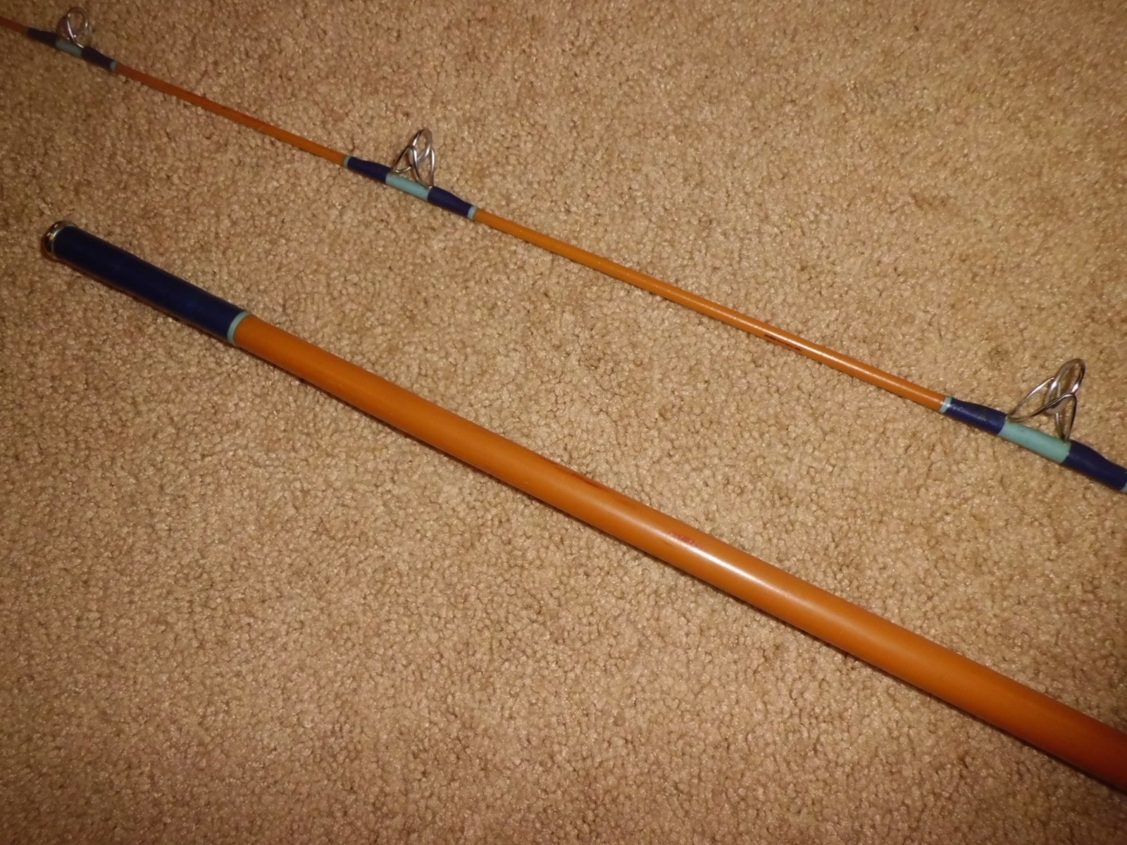 Vintage SABRE #1222 Golden 2 pc Spinning 8’6″ Rod made in USA- 10-30 lb test