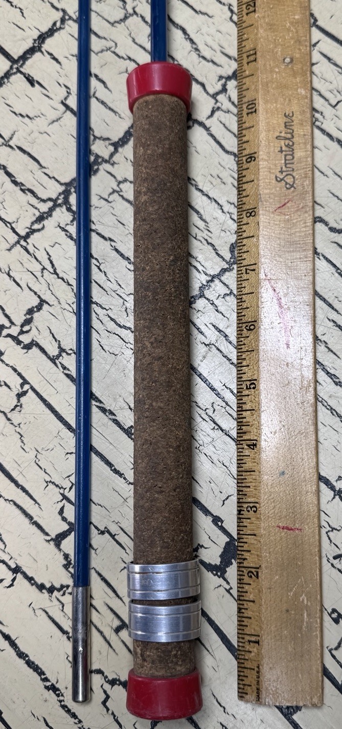 VTG Blue Fiberglass Fly Fishing Rod 2-pc Retro Red White Wraps 6ft Unmarked Rare