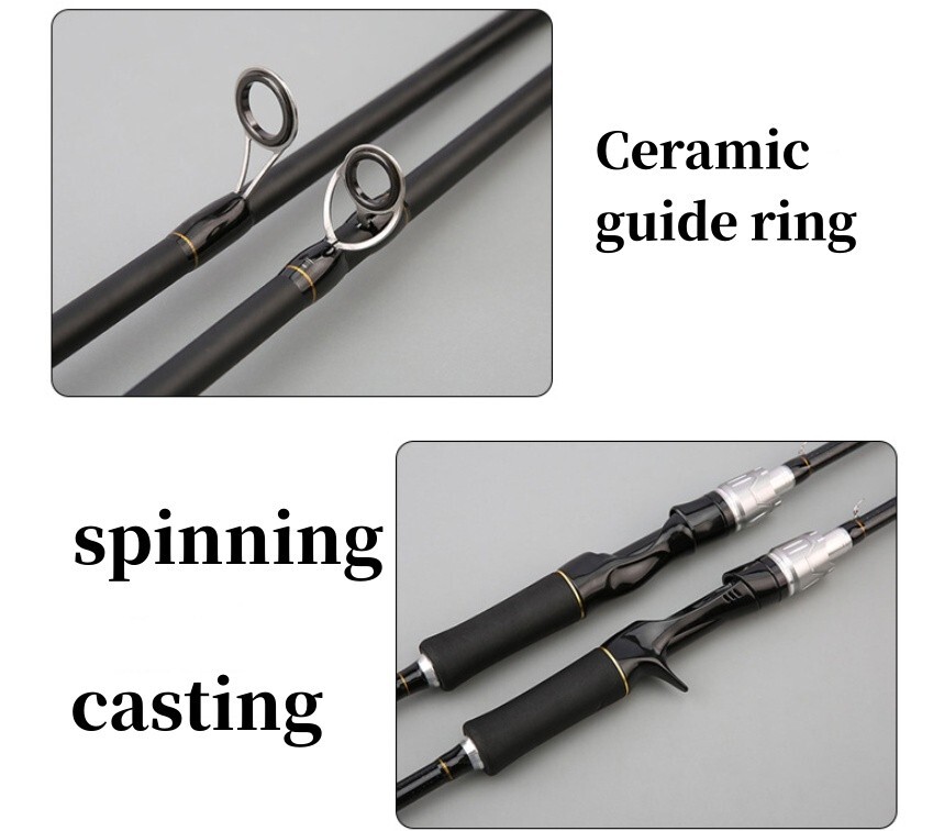 1.65M/1.8M Carbon Fiber Fishing Rod Spinning Casting Fishing Rod Pole 2 Sections