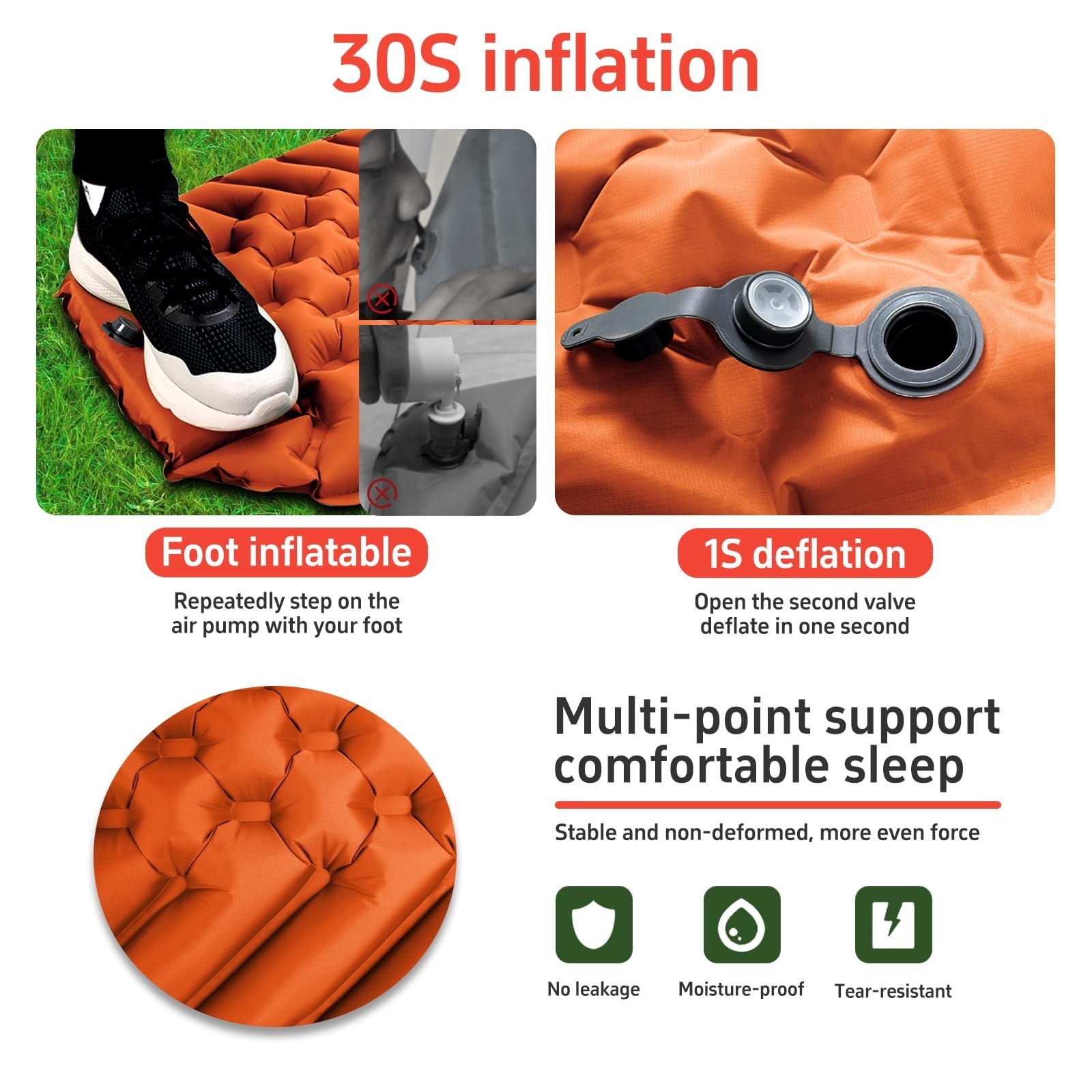 Camping Sleeping mat and Inflatable Pillow – Set, Portable, Ultra-Light, Thic…