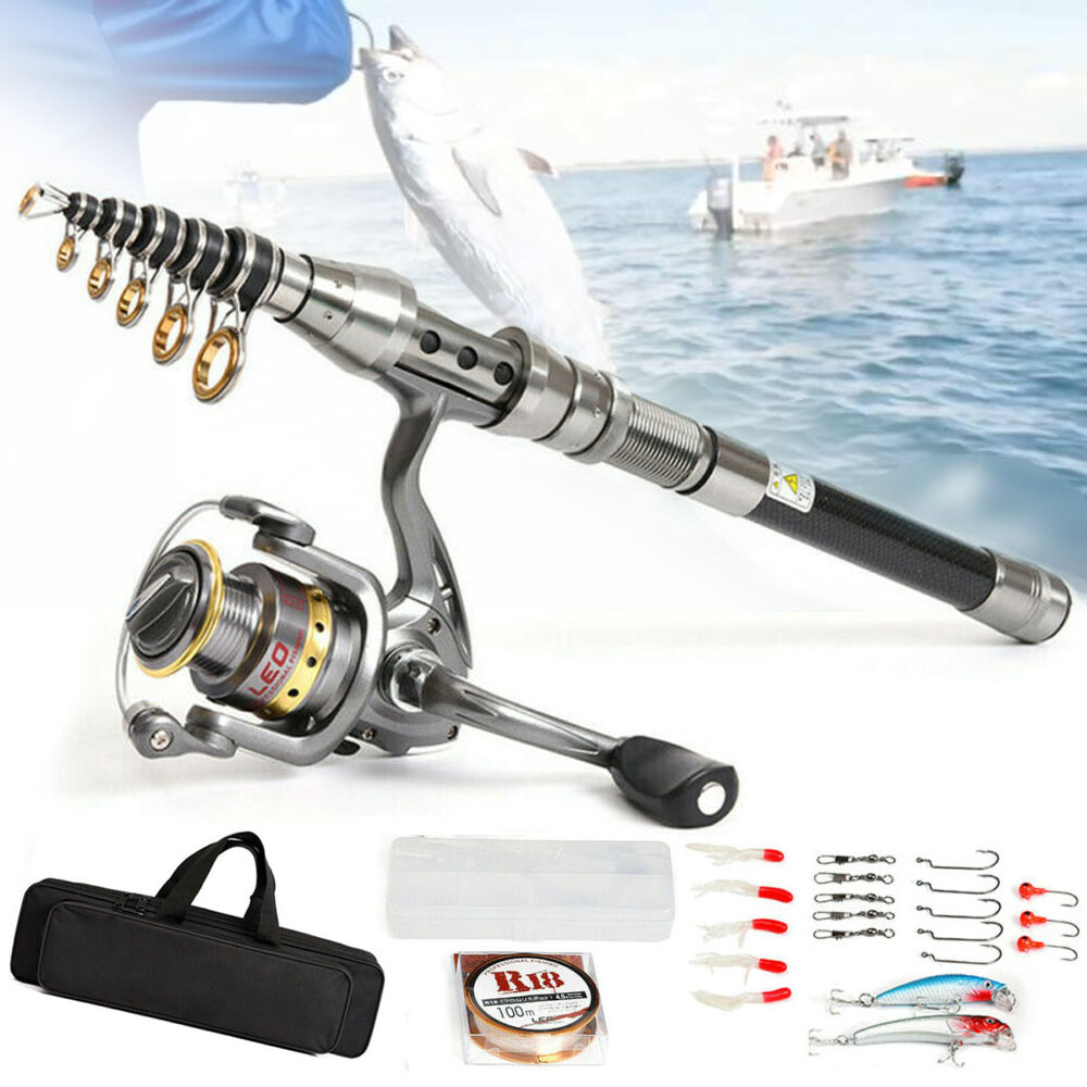 6FT Carbon Fiber Telescopic Fishing Rod Pole Reel Combo Sea Saltwater Freshwater