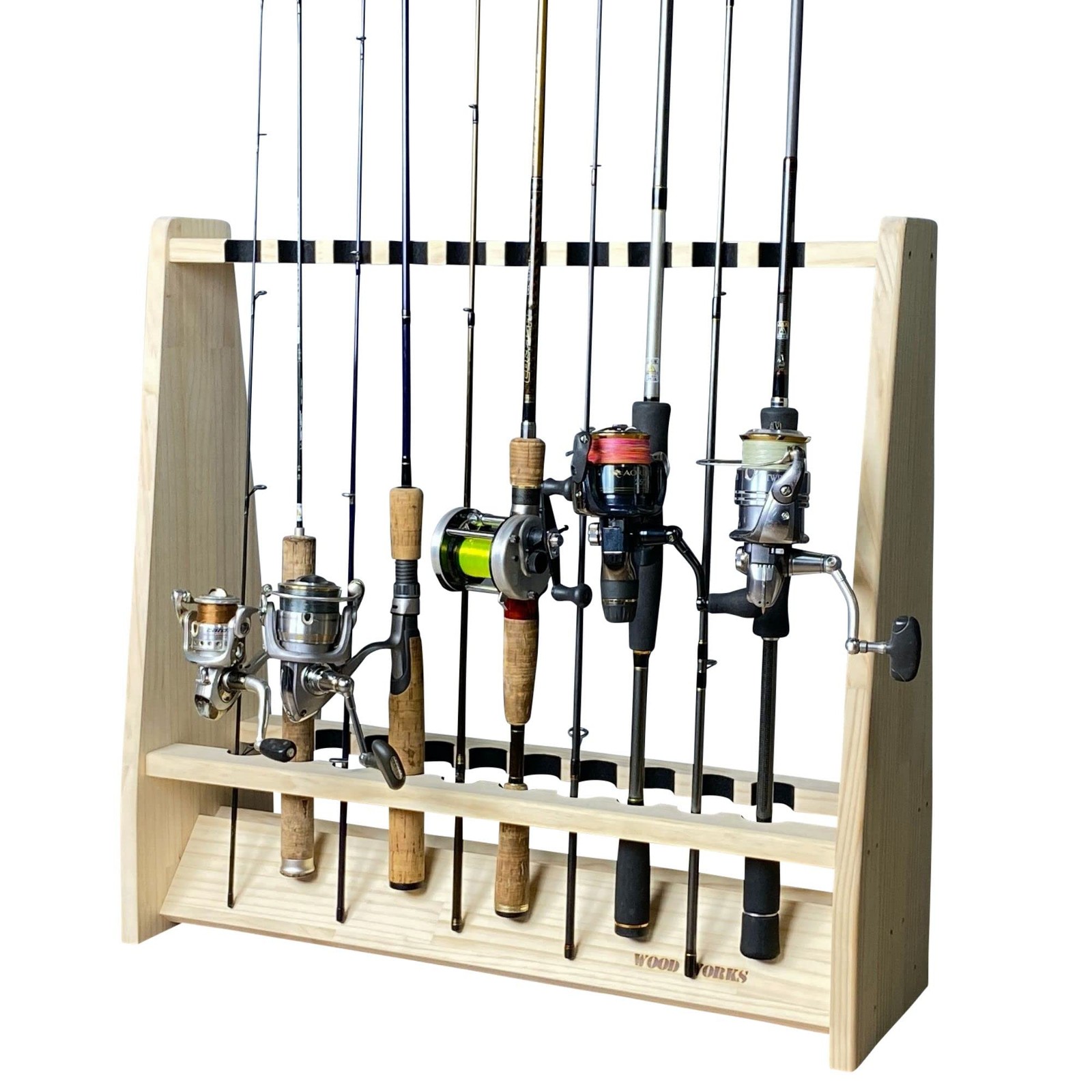 WOOD WORKS Double-Sided Rods for 19 Rods, Assembled, Natural/Black