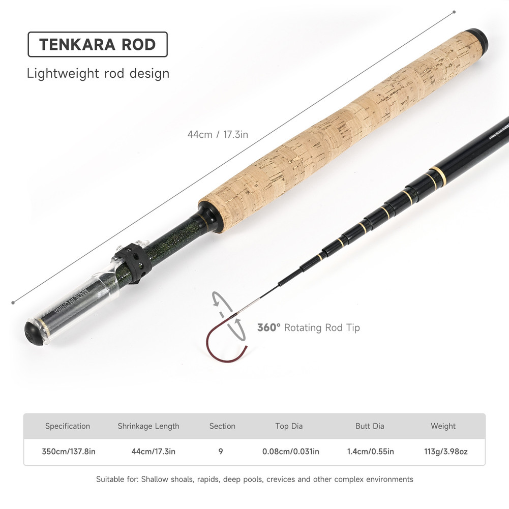 Carbon Tenkara Fishing Rod for Small Stream Trout Fishing No Reel Needed