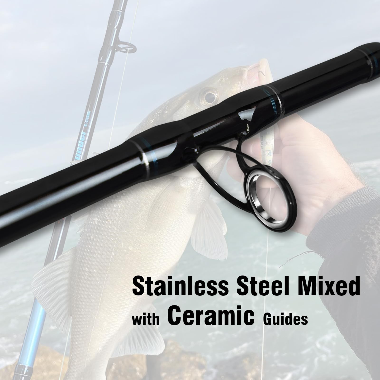 4-Piece 7-Feet Carbon Fiber Boat Fishing Rod Spinning Travel Portable Rod Tou…