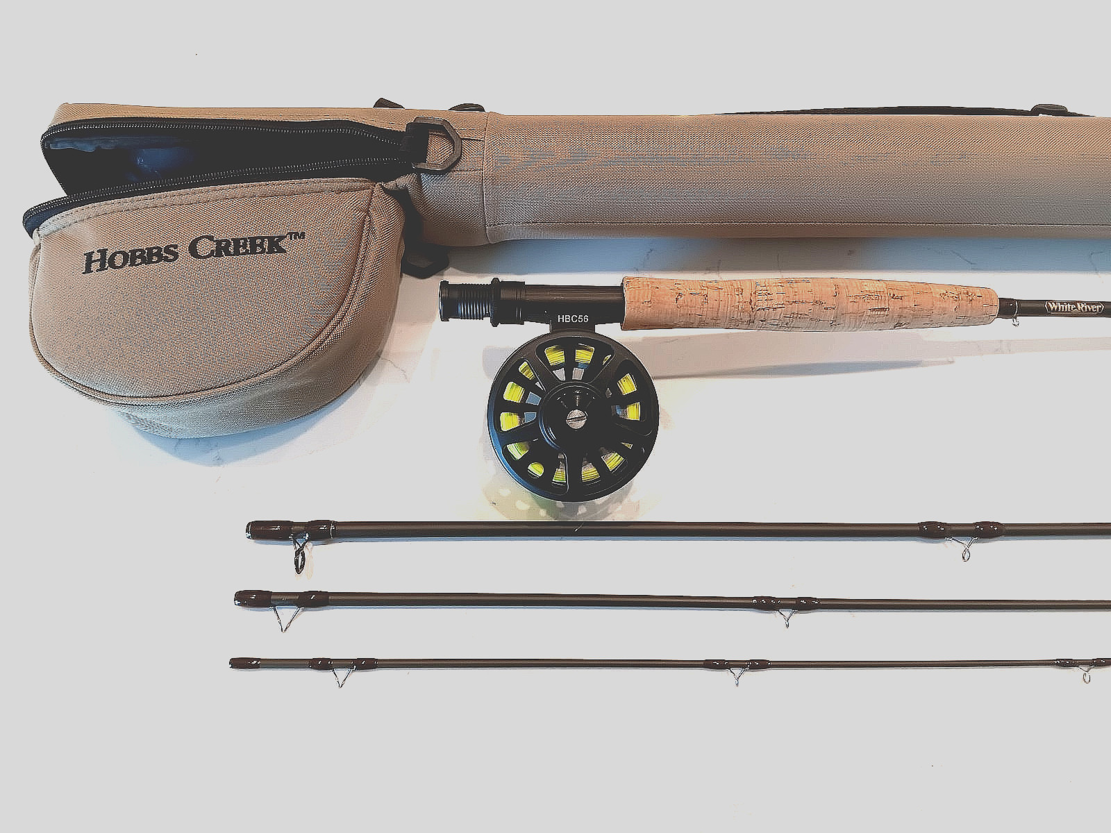 9′ 5 wt. White River Hobbs Creek fly rod/reel/combined travel case/tube..EX.