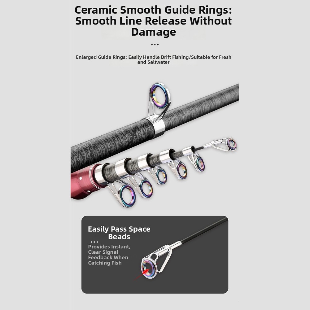Telescopic Fishing Rod Ergonomic Grip Handle Enlarged Guide Ring Design