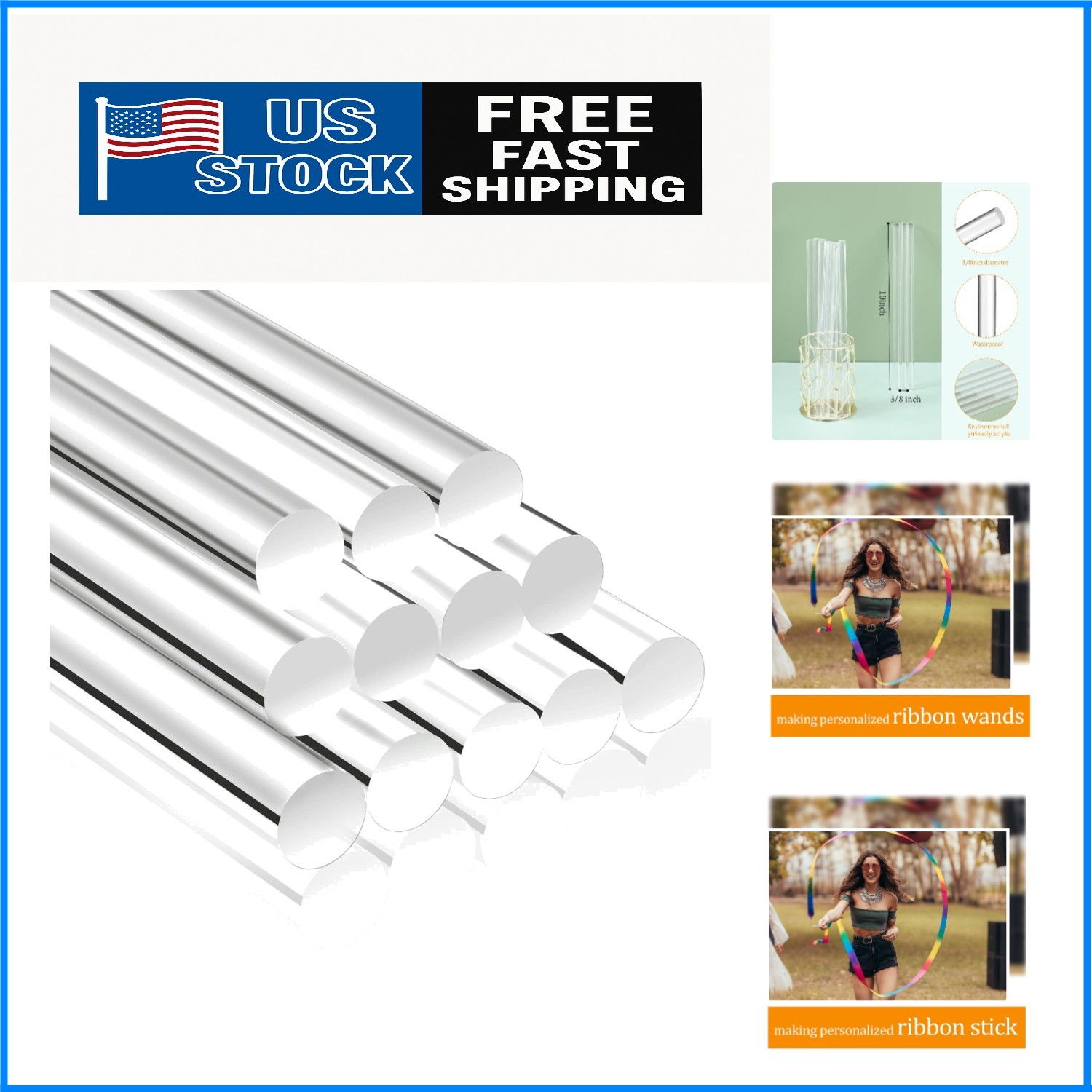 12 Acrylic Dowels – 10 Inch Clear Rods Perfect for Cakes & Stylish Decorations