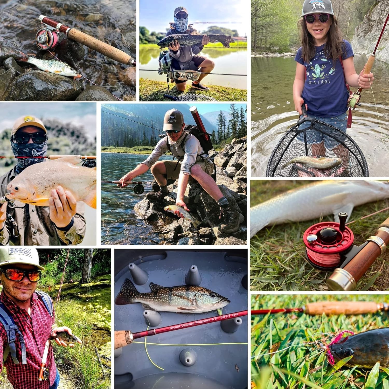 Whisperer Fly Fishing Rod 4 Pieces, 6FT 0/1/2/3wt, 7FT 3/4wt, 24T Corbon Fibe…