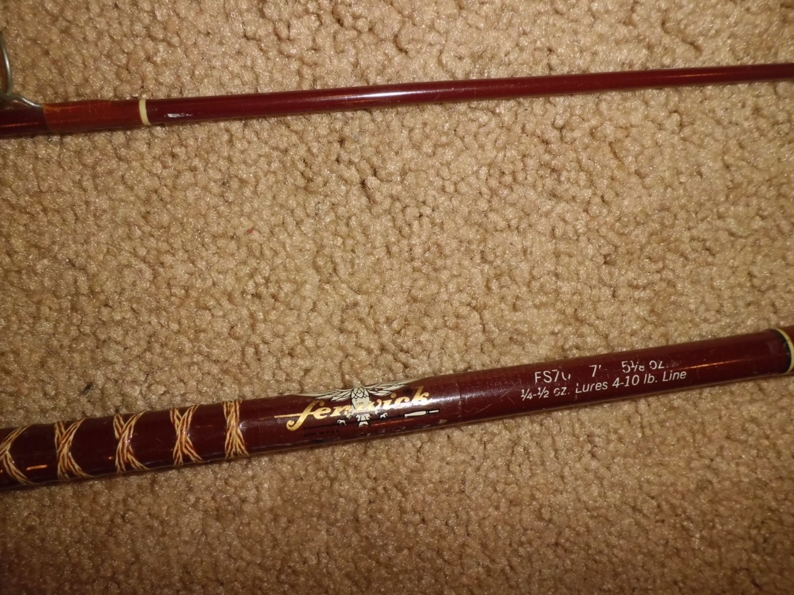 Vintage FENWICK FS70 Spinning 7′ Rod made in USA- 4-10 lb test