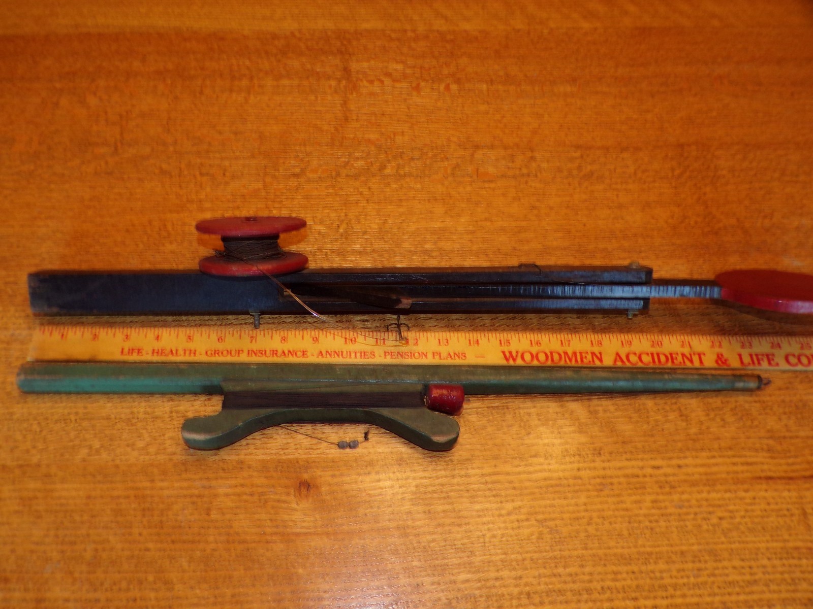 Antique Vintage Wood Hand Carved Made Ice Fishing Tip Up Pole Rod Outdoor Decor