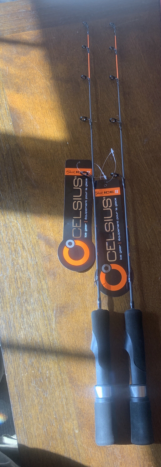 2 Pieces Celsius Black Ice II Ice Fishing Jigging Rods 24” Ultra Light