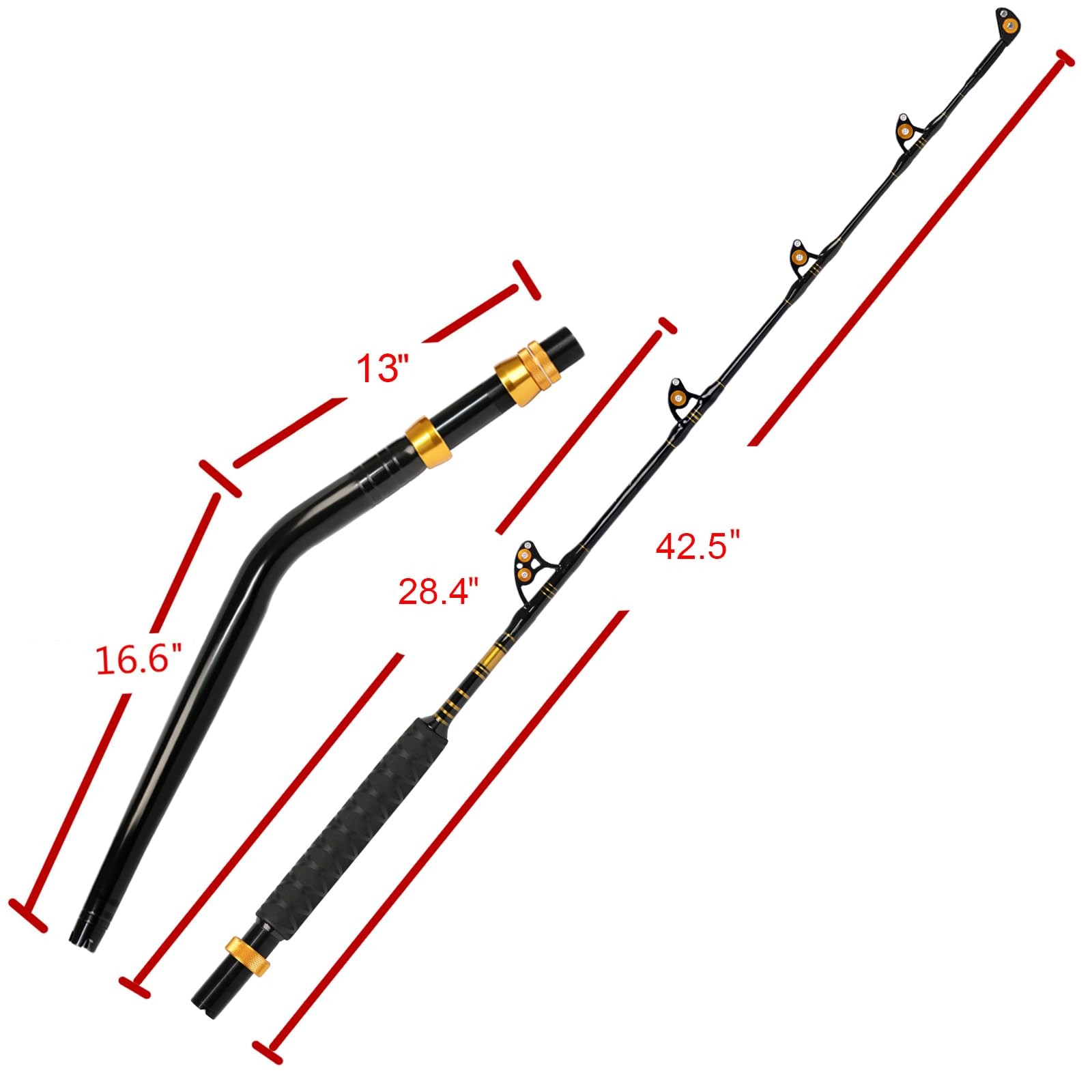 Fiblink Bent Butt Fishing Rod 2-Piece Saltwater Offshore Trolling Rod Big Game