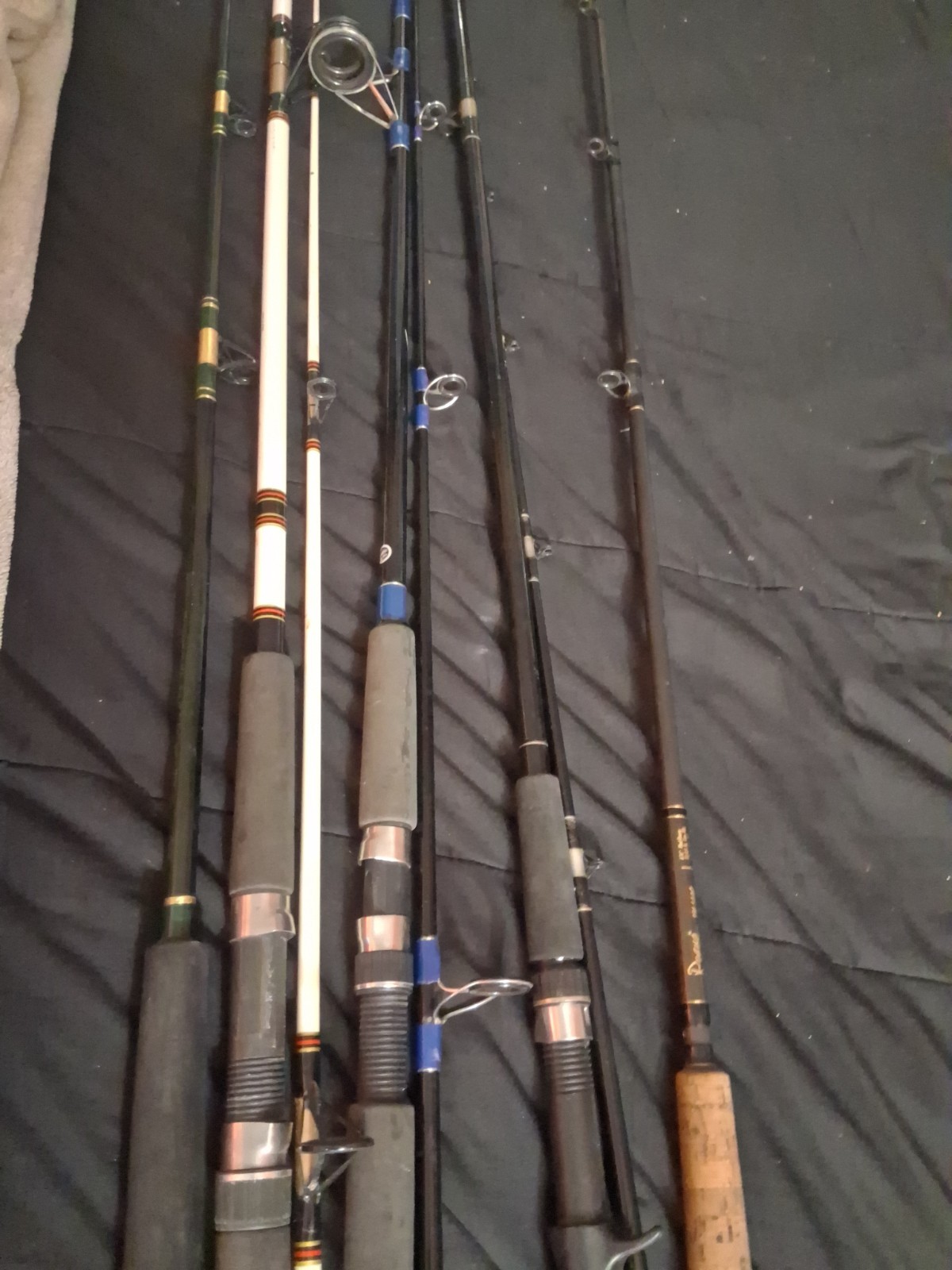 Fishing Rods Lot Multiple Poles Black Mixed Handles Unisex Adults Fishing Rod