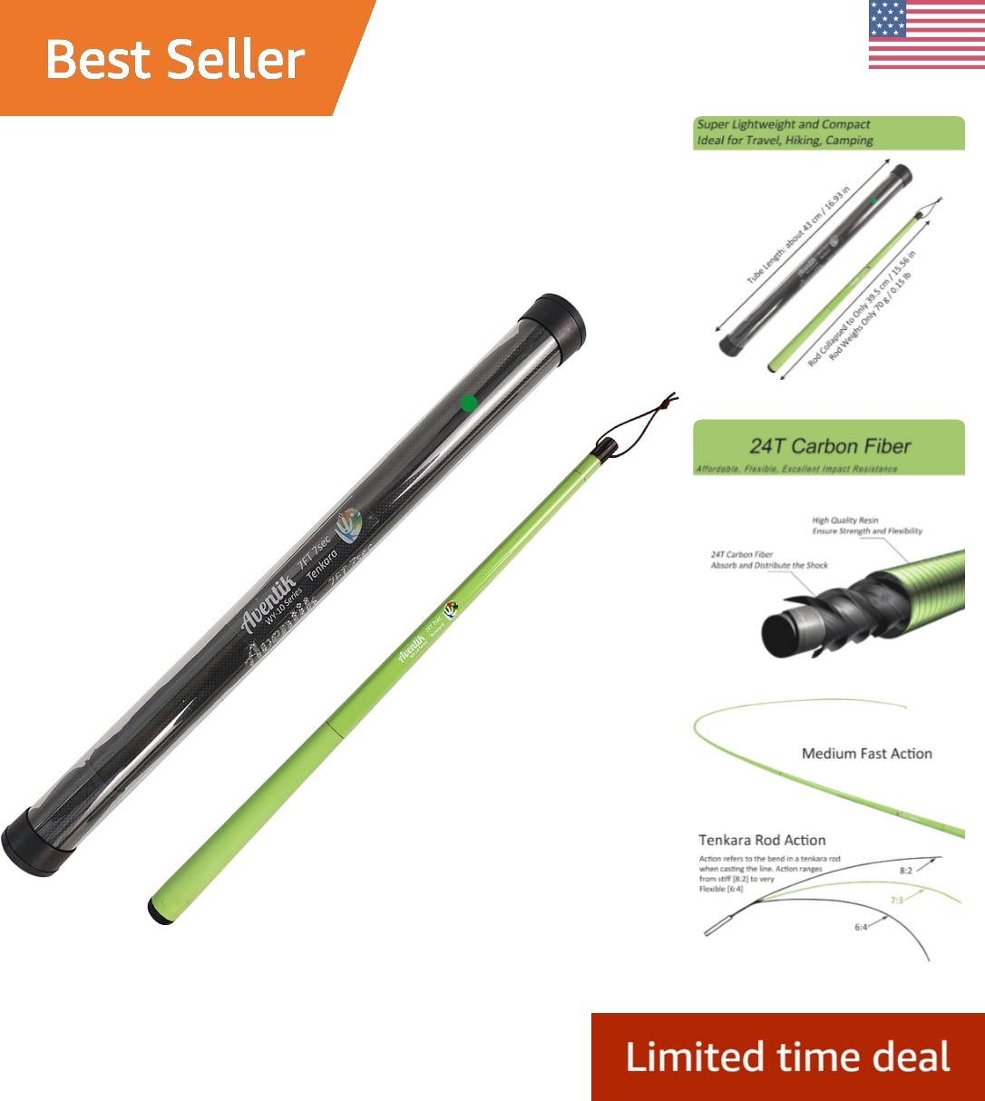 FreshStart 7ft Tenkara Fishing Rod – Lightweight and Flexible for Tight Spaces