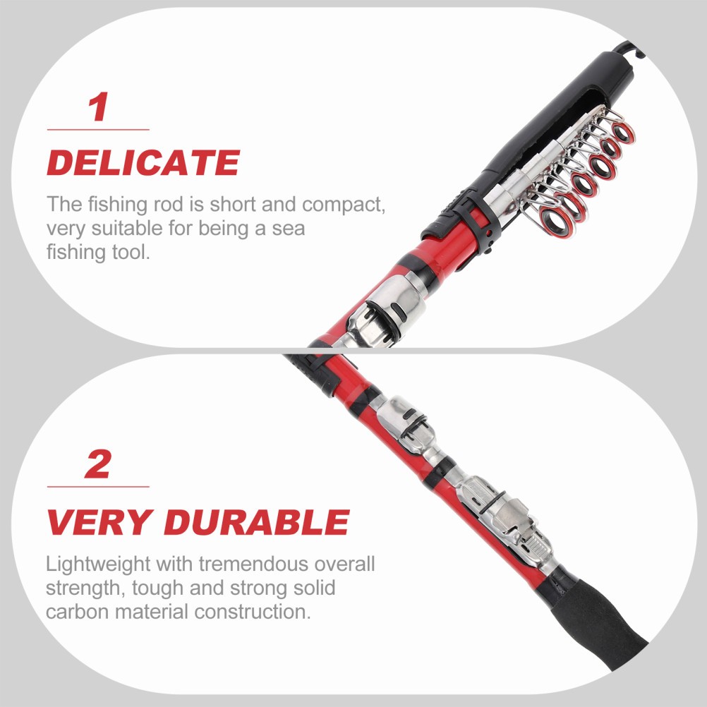 Red Telescopic Rod 1Pc Fishing Compact Scientific Structure Travel