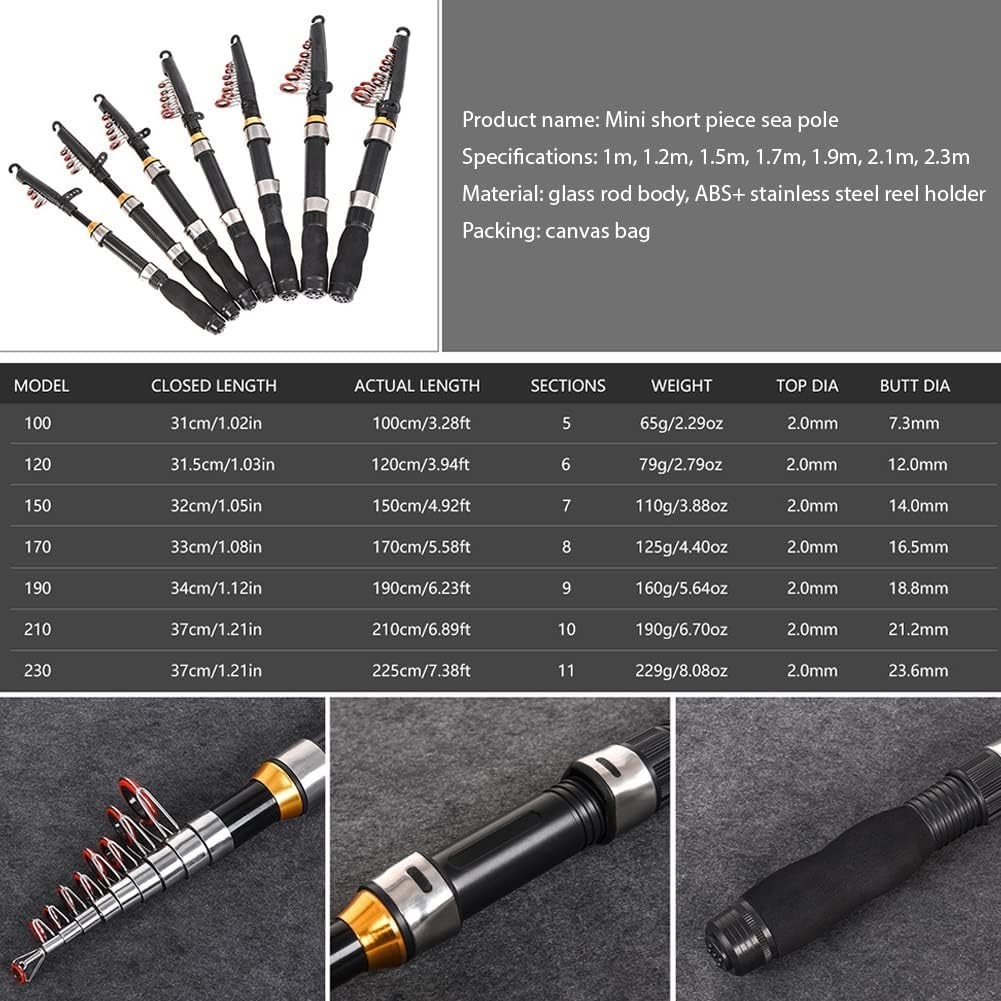 Ultra-Light Telescopic Rod 1.0m-2.3m for Bass Fishing – Travel-Friendly Design