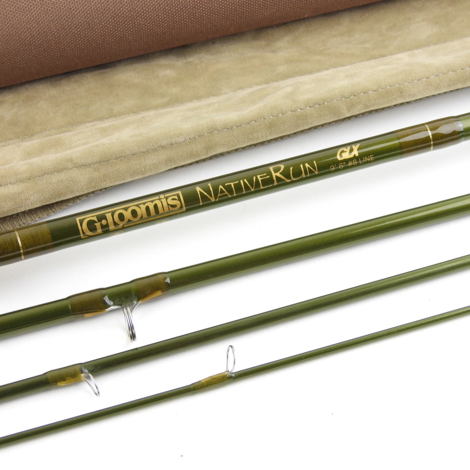 G. Loomis Native Run GLX Fly Rod. 9’ 6”. 8wt. W/ Tube & Sock.
