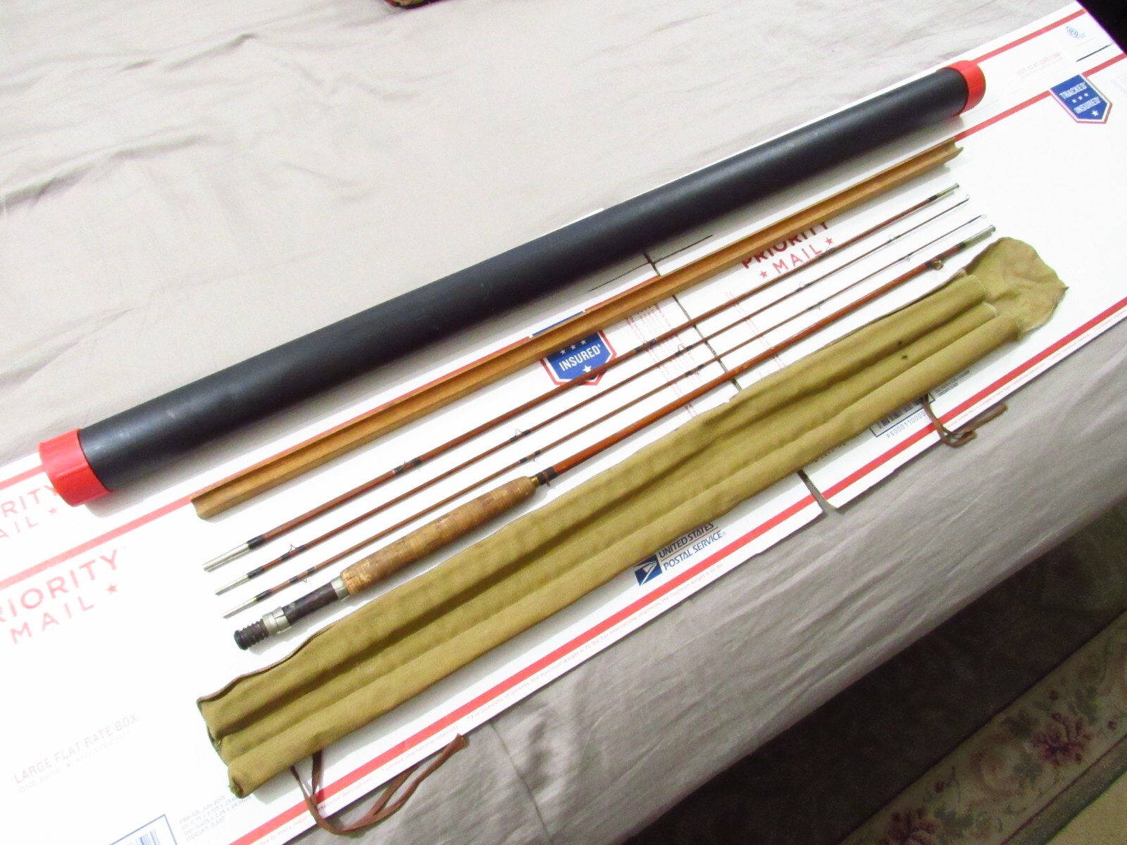 1930S USA HEDDON PETE’S FAVORITE 8′ 1/2 FT BAMBOO FLY ROD ALL ORIGINAL