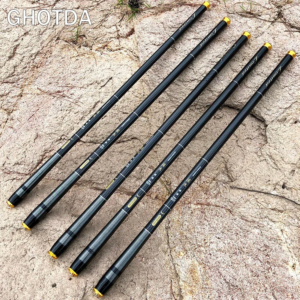 NUEVA!! Caña De Pescar , Súper Ligera, De fibra De Carbono, Telescópica