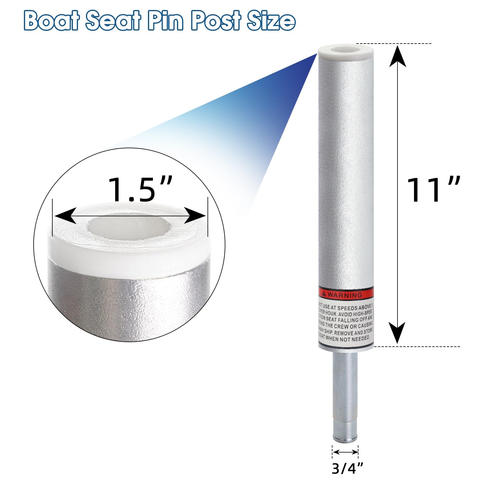 3/4″ Boat Seat Pin Post Pedestal Base for 11 inch, silver
