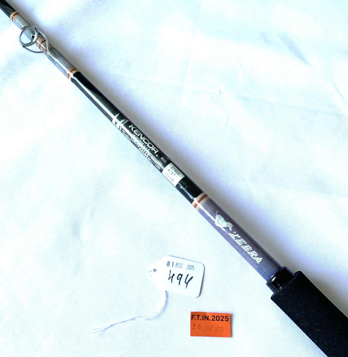Kencor ZEBRA Z740X 6’6”Tenlew GRAPHITE Magnaglas 15-50Lb Fishing Rod Made In USA