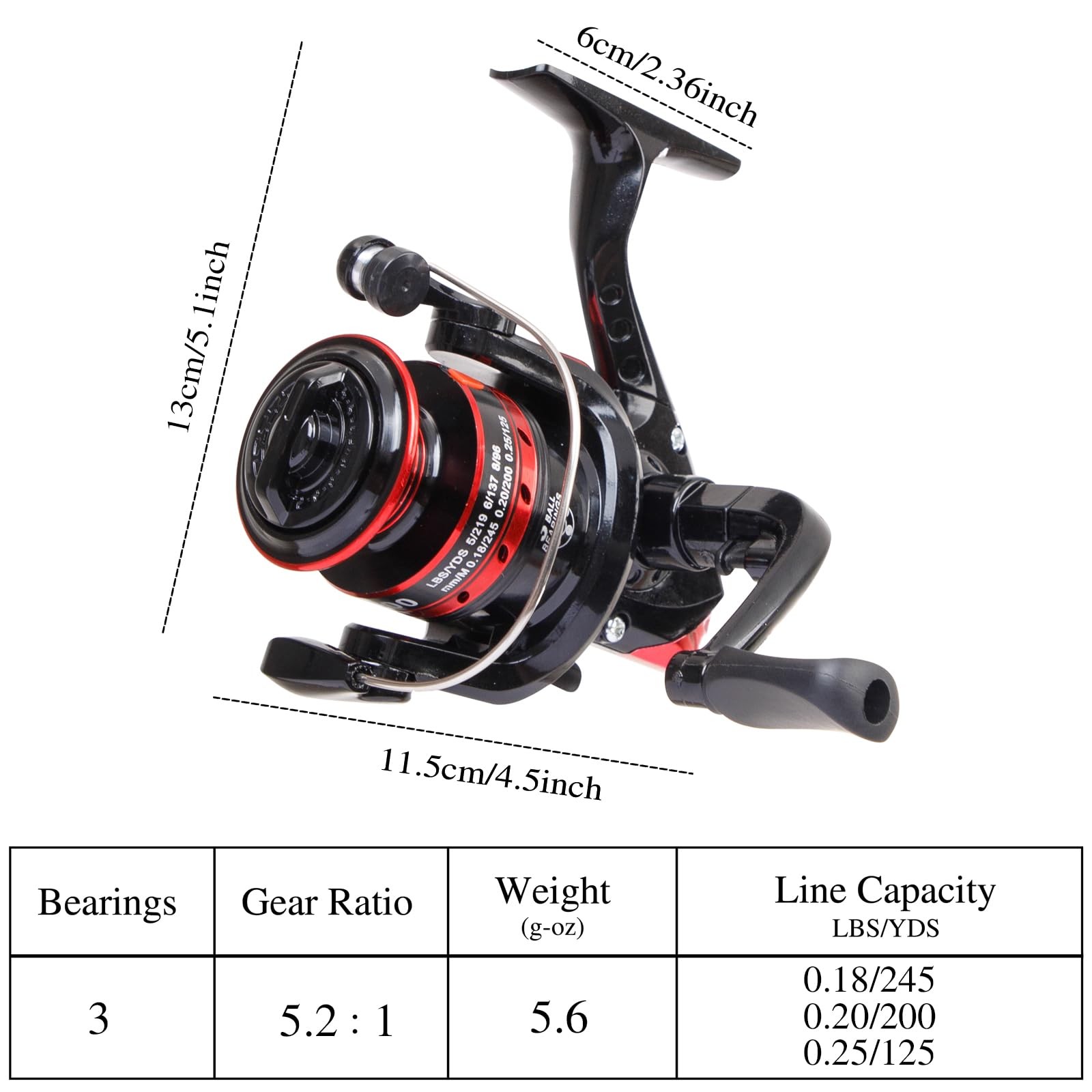I00000 Black/Red 5.9ft Fiberglass Telescopic Fishing Rod & Reel Combo Kit