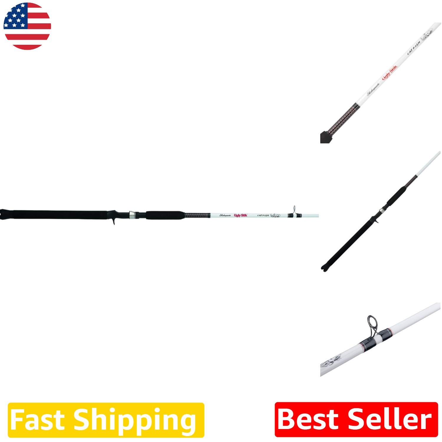 Shakespeare Ugly Stik 8ft Casting Rod 2pc Medium Heavy High Tension Catfish