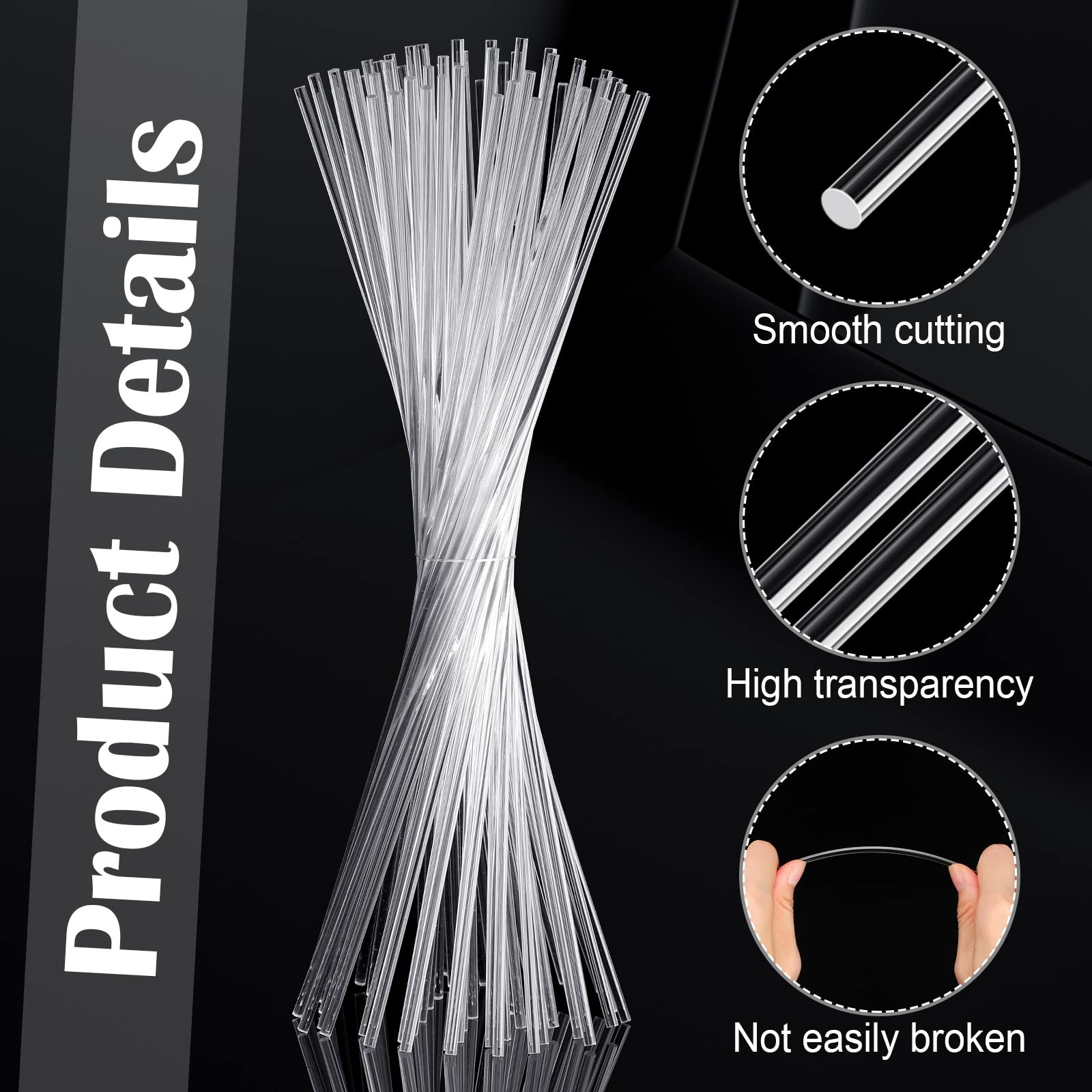 120 Pcs 12 Inch Clear Acrylic Rods 3Mm Diameter round Acrylic Dowel Rods for DIY