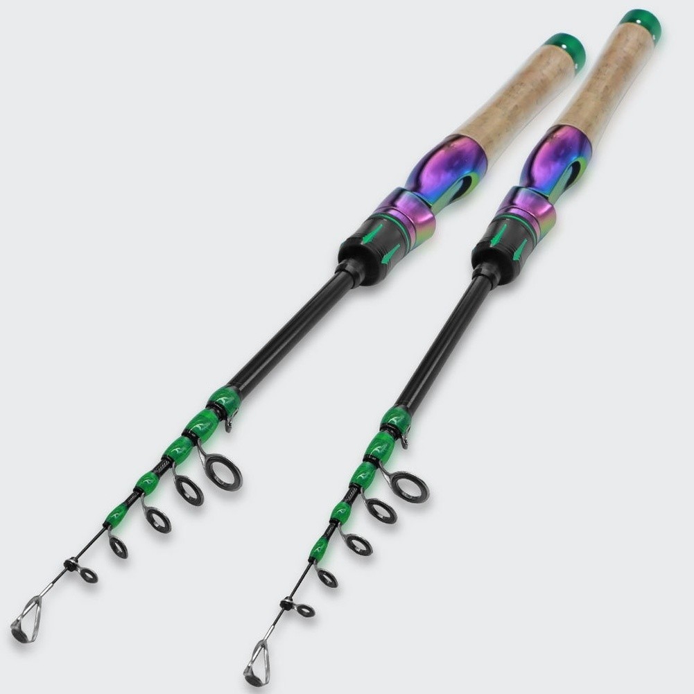 Compact Telescopic Fishing Rod Carbon Fiber Collapsible Lure Rod 1.8m Length
