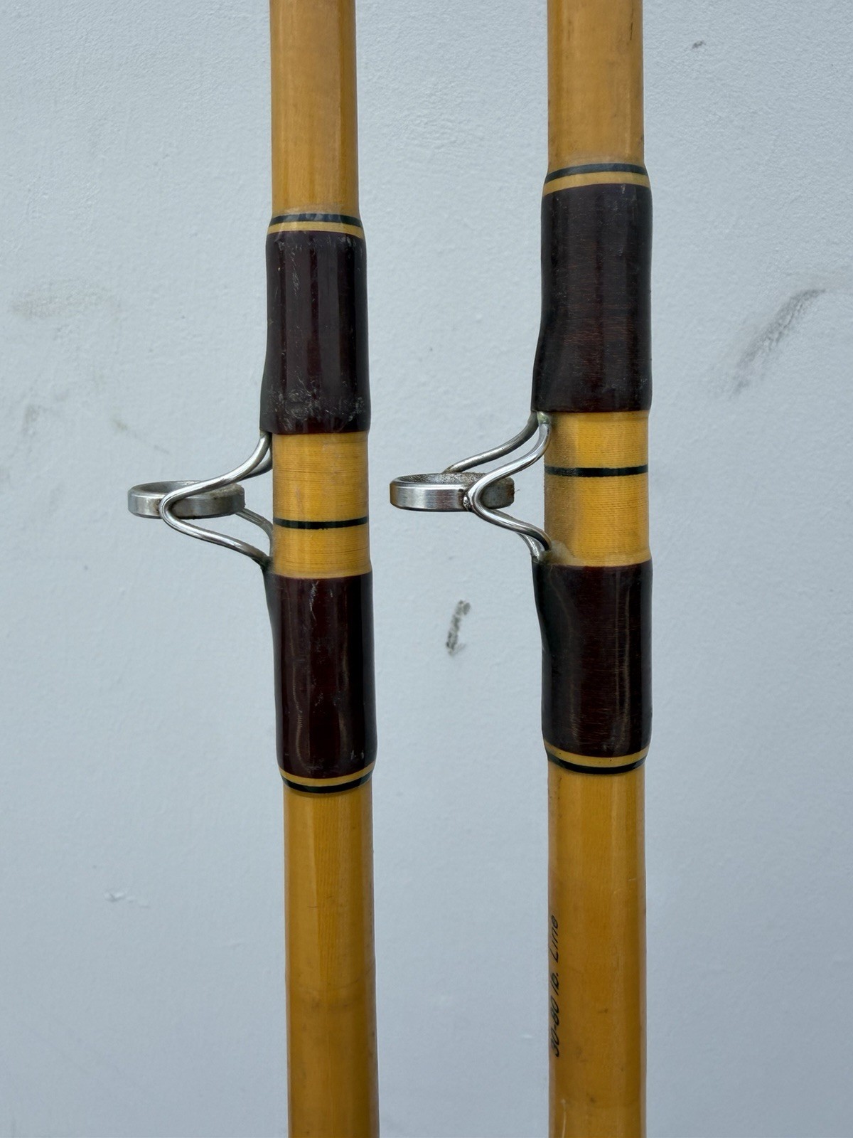 Pair Vintage Pacific FenGlass ST785 6.5ft Fishing Rods 30-80lb 7 Guides Bamboo