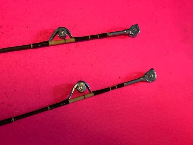 VINTAGE CUSTOM BUILT 7 FOOT IGFA 20 OR 30 POUND CLASS FISHING RODS MATCHING PAIR
