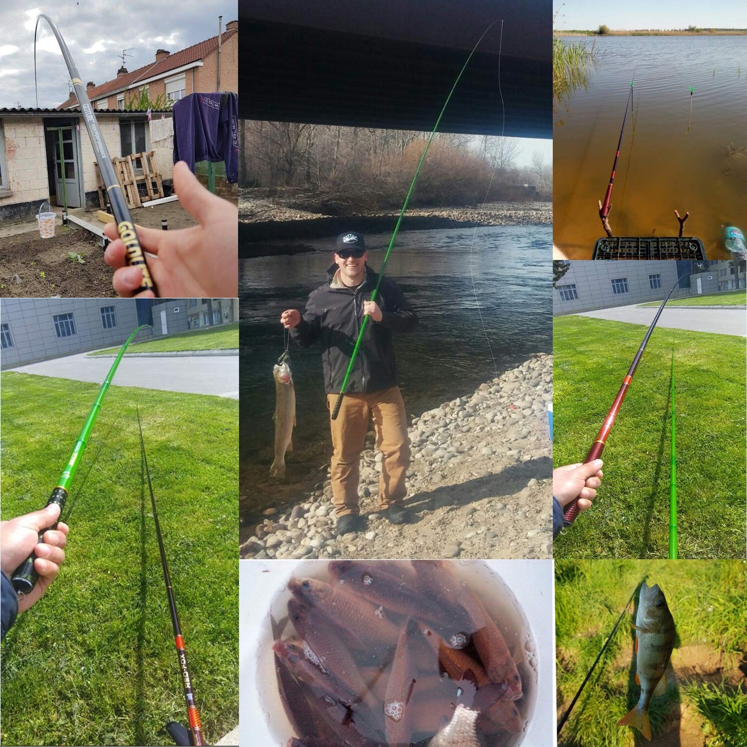 Goture Telescopic Tenkara Fishing Rod 12ft/3.6m, 1 Piece BREEZE, Green