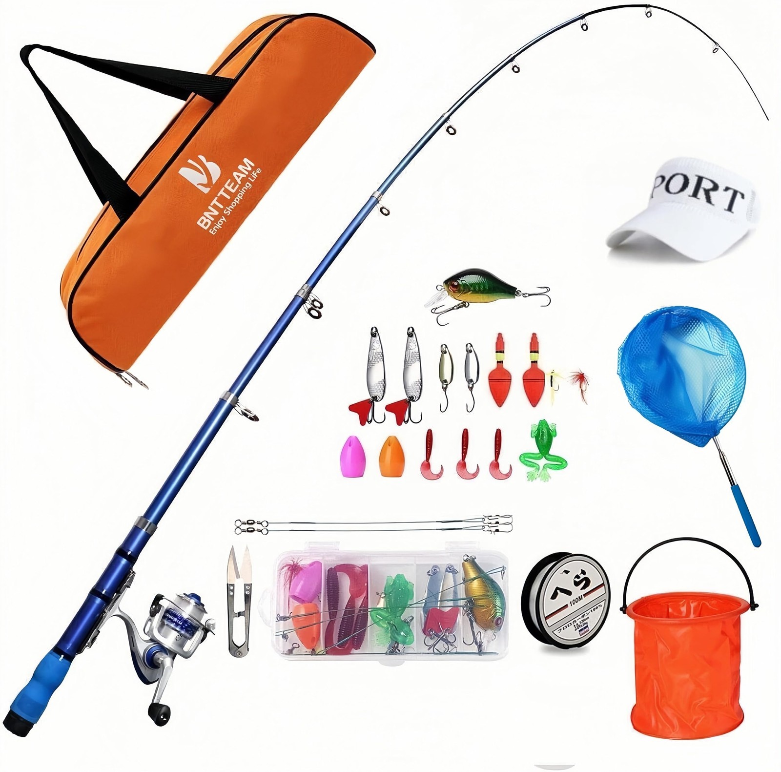 Mini Spinning Reel & Rod Combos with Telescopic Fishing Rod Reel Lures Fishin…