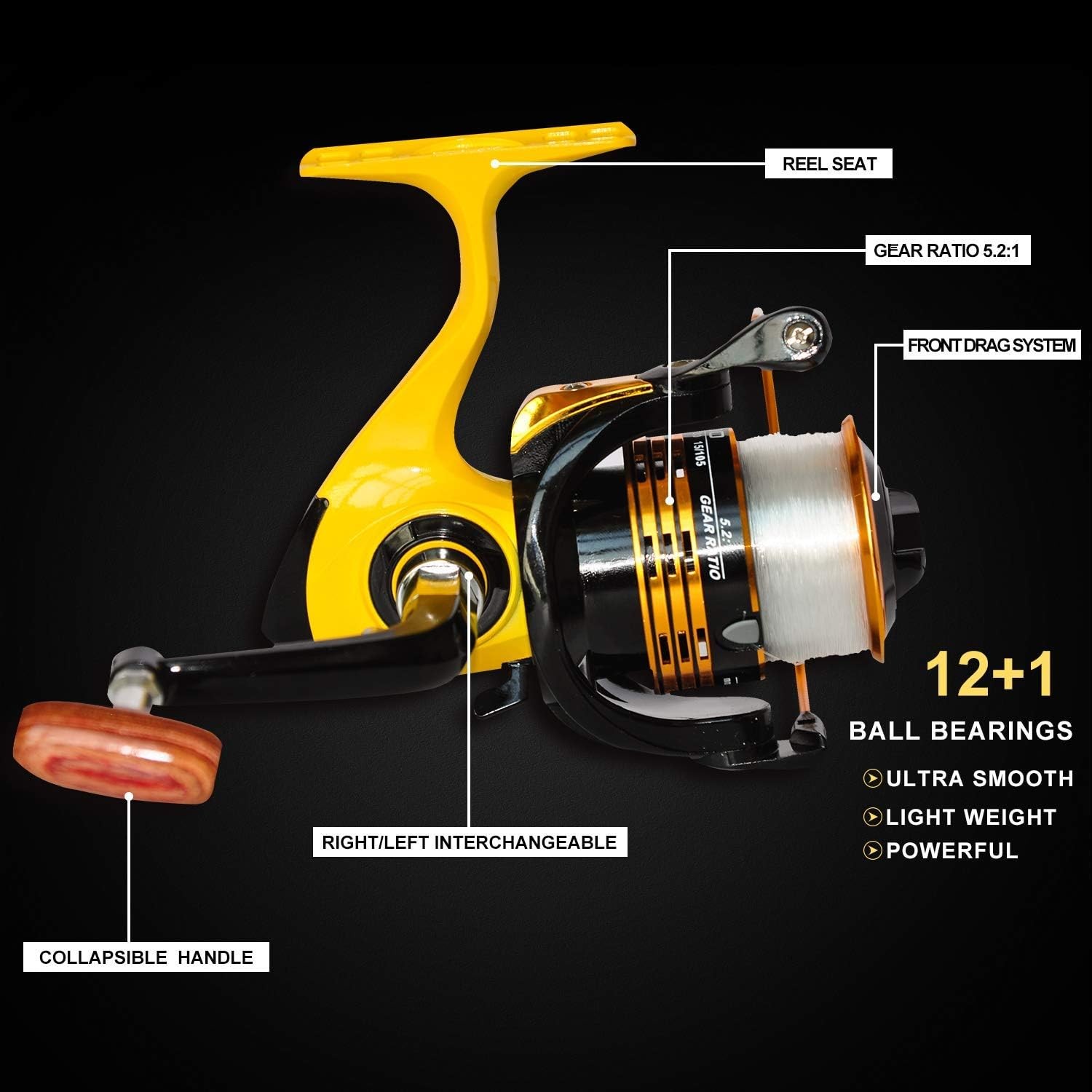 Fishing Rod and Reel Combo, Medium Heavy Telescopic Rod Kits for Travel