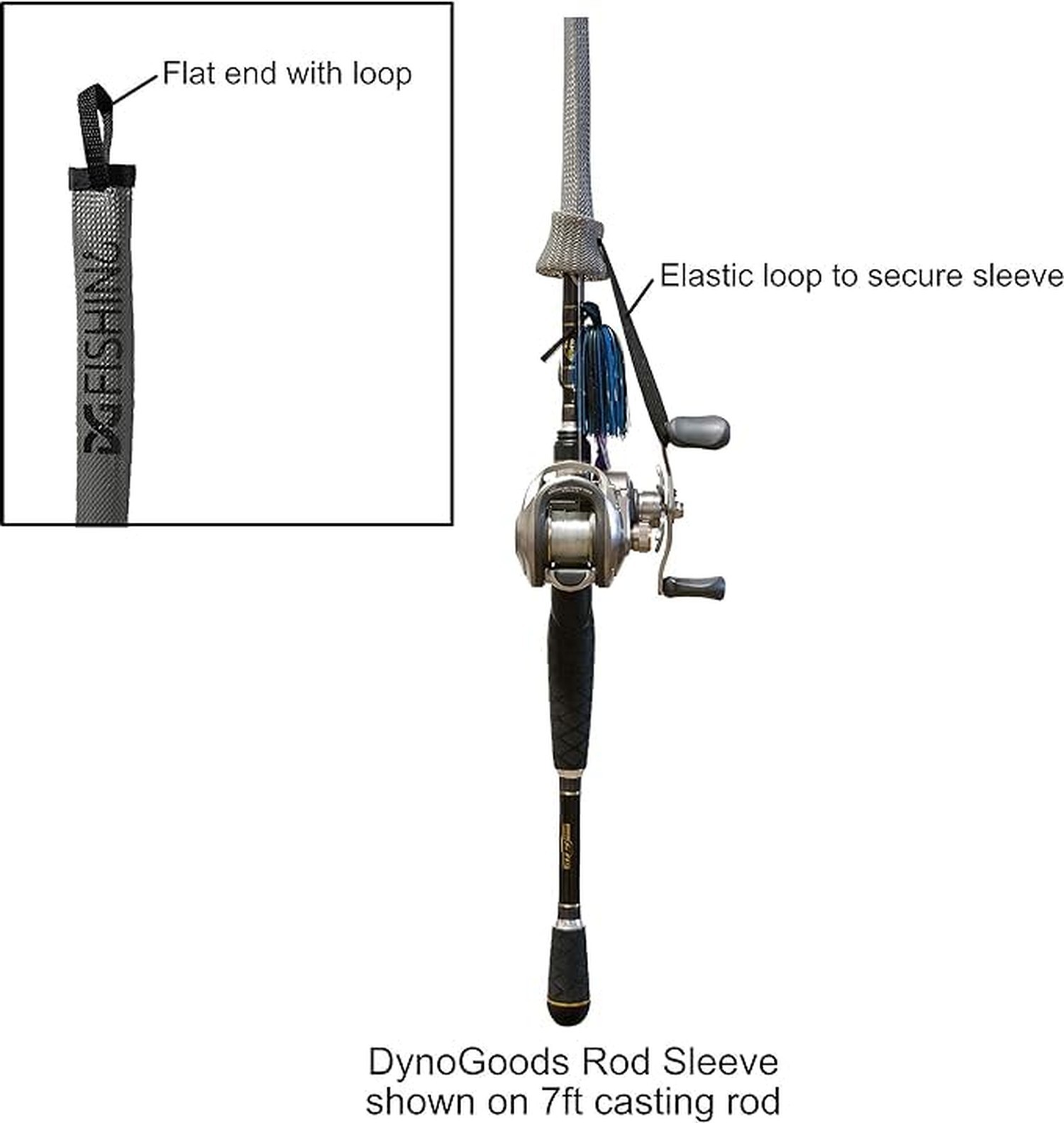 Fishing Rod Sleeve, 3 Pack, 7ft Casting Rod Protector/Sock/Cover (Gray)