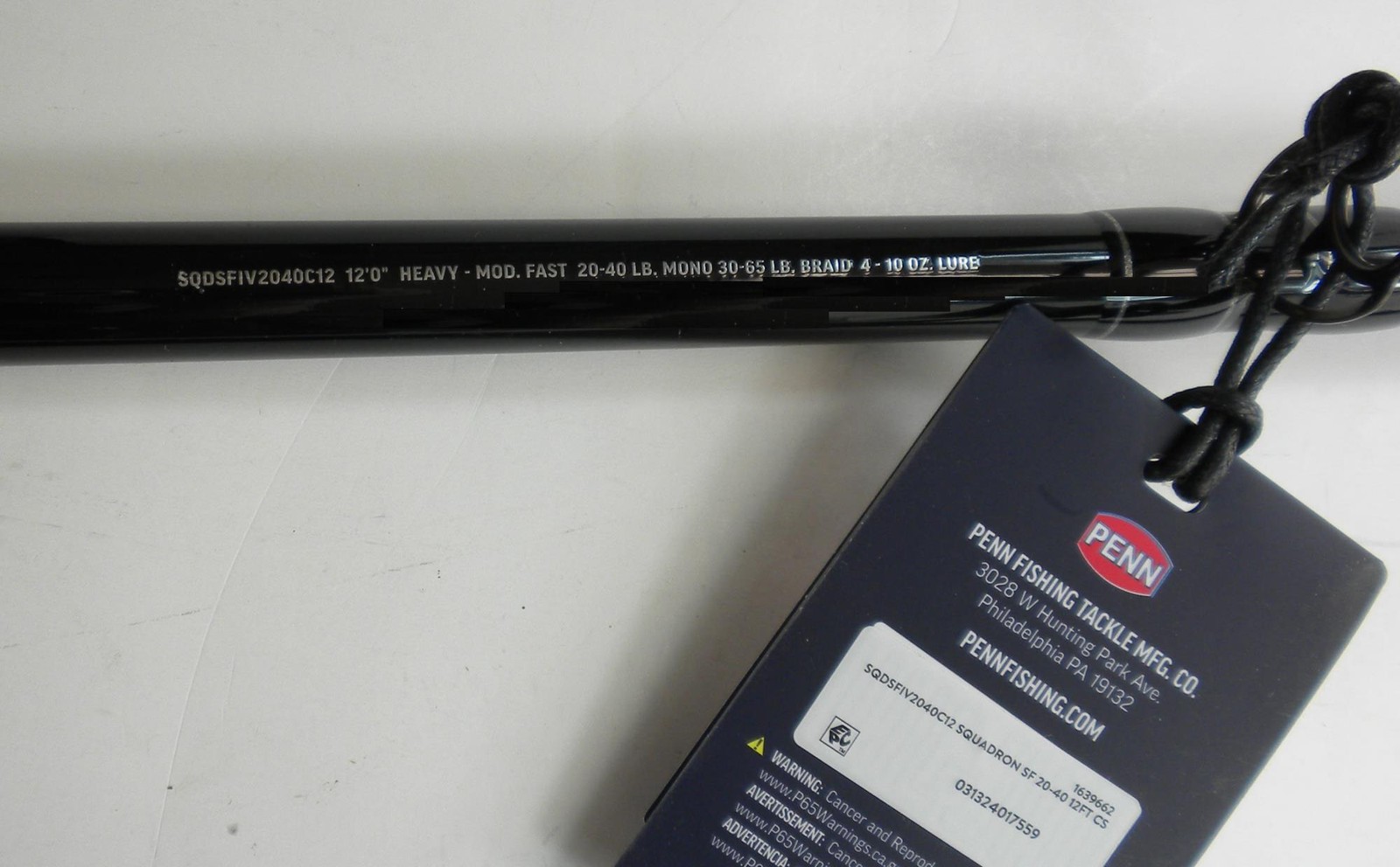 Penn SQDINIV2040C12 Squadron Casting Rod Heavy Action 12 Ft 2 Piece