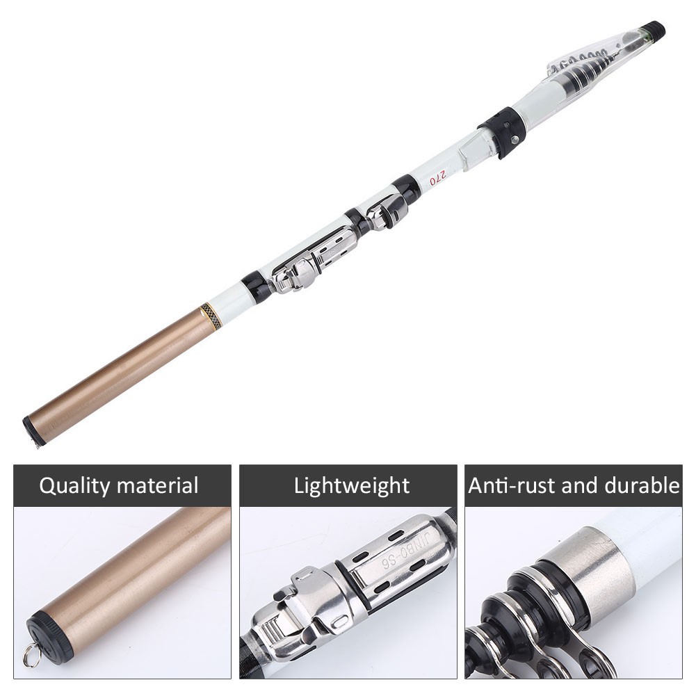 Portable Telescopic Fishing Rod Travel Spinning Fishing Pole Carbon Fiber CGVV