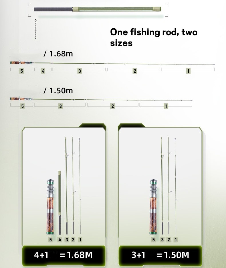Portable Fishing Rods Carbon Fiber Spinning/casting Rod Carp 5 Sections Travel