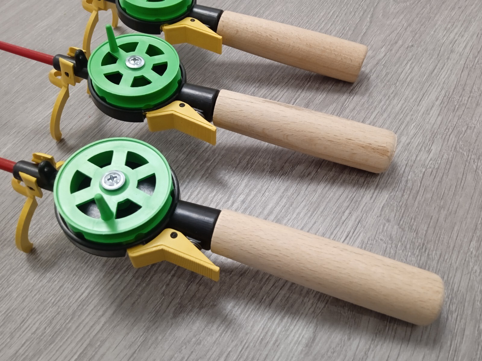 3 pcs Ice winter fishing rod ice vertical jig mormyshka wooden holder