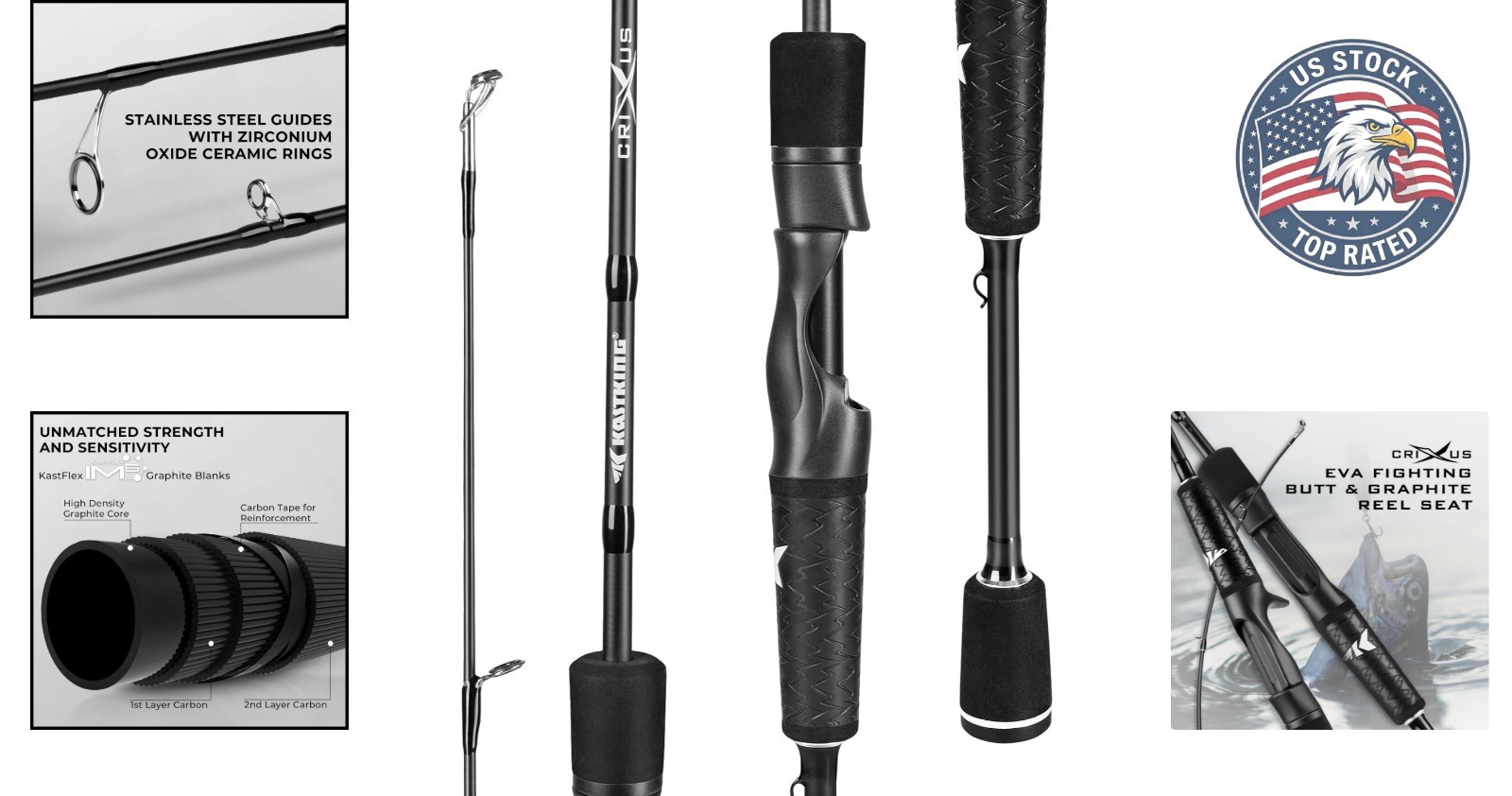 Ultra-Durable Crixus Fishing Rod – 7’0″ Medium Heavy with Stainless Steel Guides