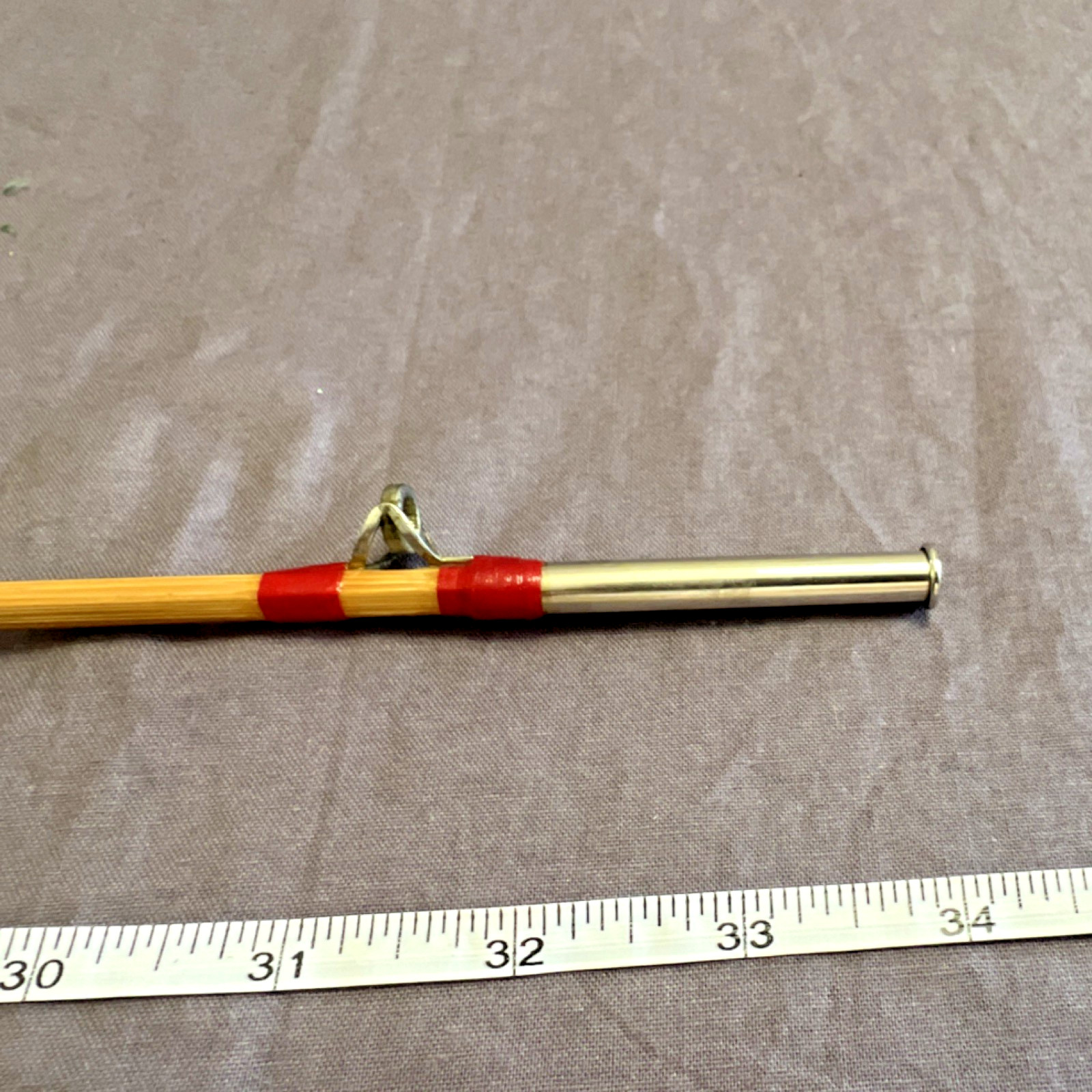 Waterloo Creek Tournament Pro Bamboo 34in Yellow Red Cork Handle Fishing Rod