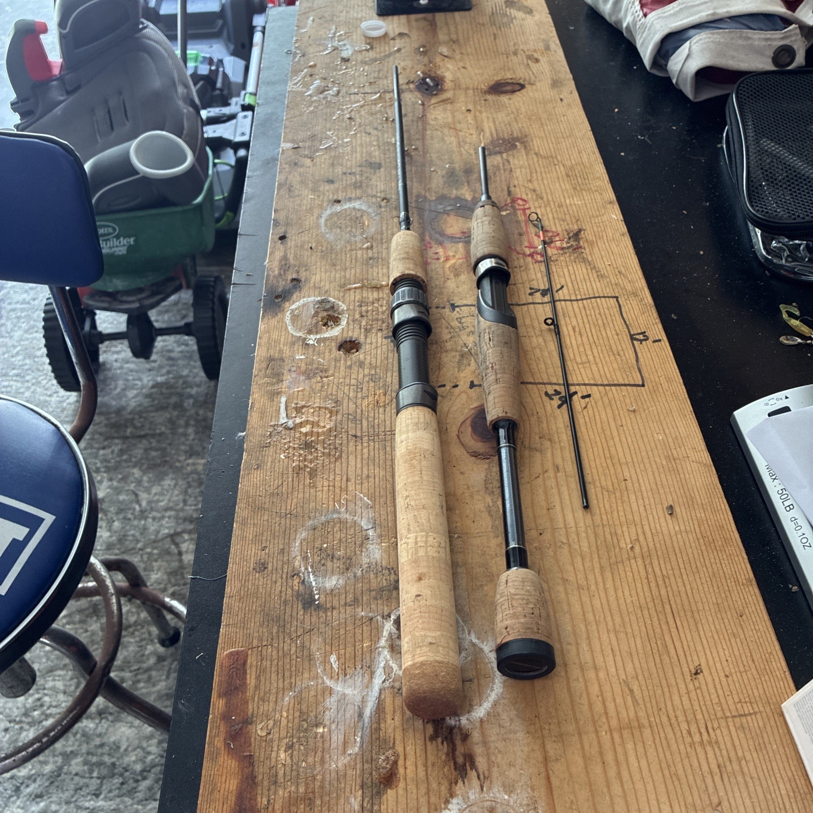 2 Broken Spinning Rods TFO , and Pflueger IM-8. Handles Only with no damage.