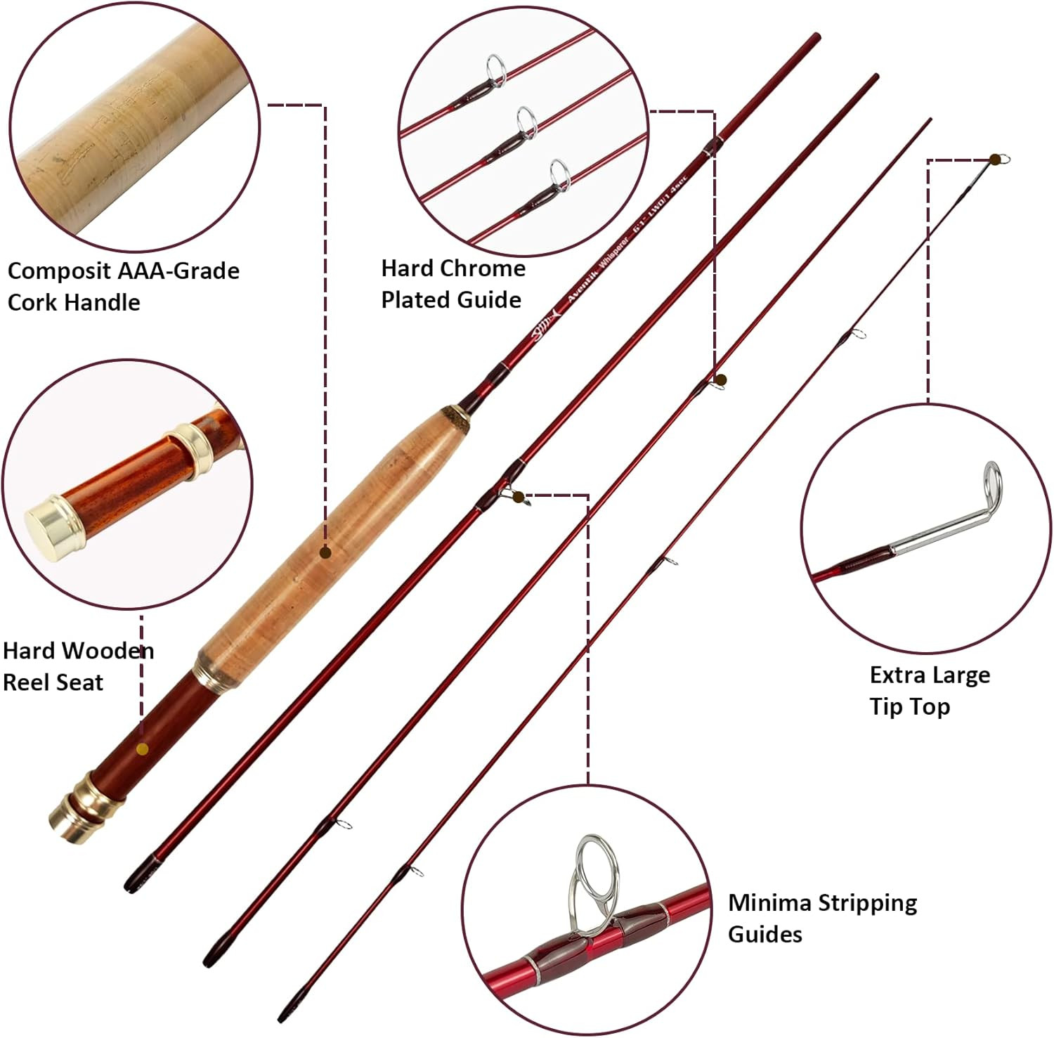 Whisperer Fly Fishing Rod 4 Pieces, 6FT 0/1/2/3Wt, 7FT 3/4Wt, 24T Corbon Fibe…