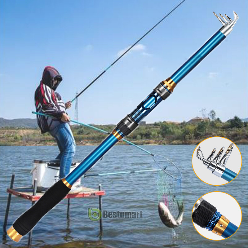 Heavy Duty Carbon Fiber Fishing Rod Travel Telescopic Pole Spinning Rod US