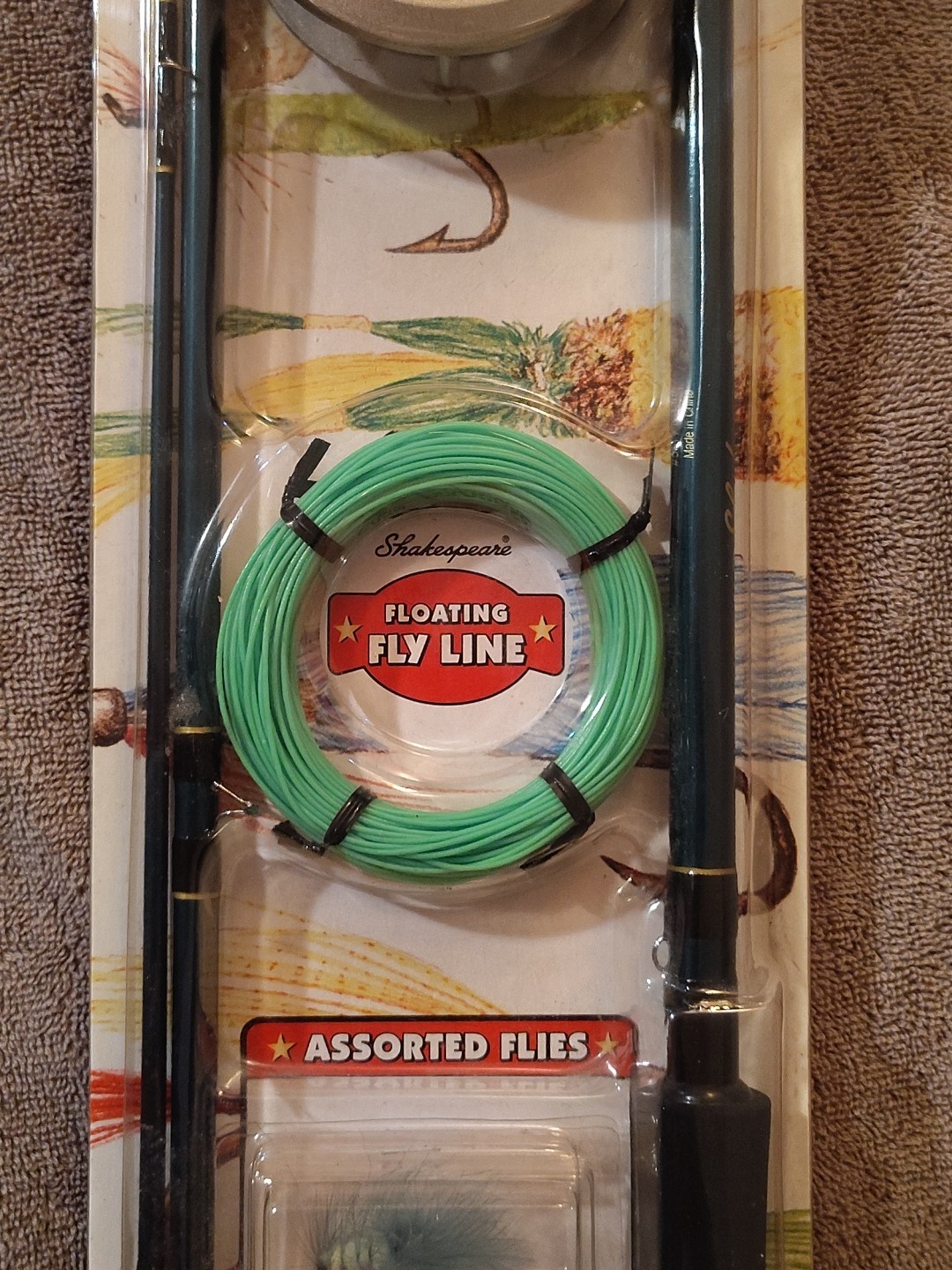 New Vintage Sealed Shakespeare Complete Fly Rod Fishing Kit 8Ft & Accessories