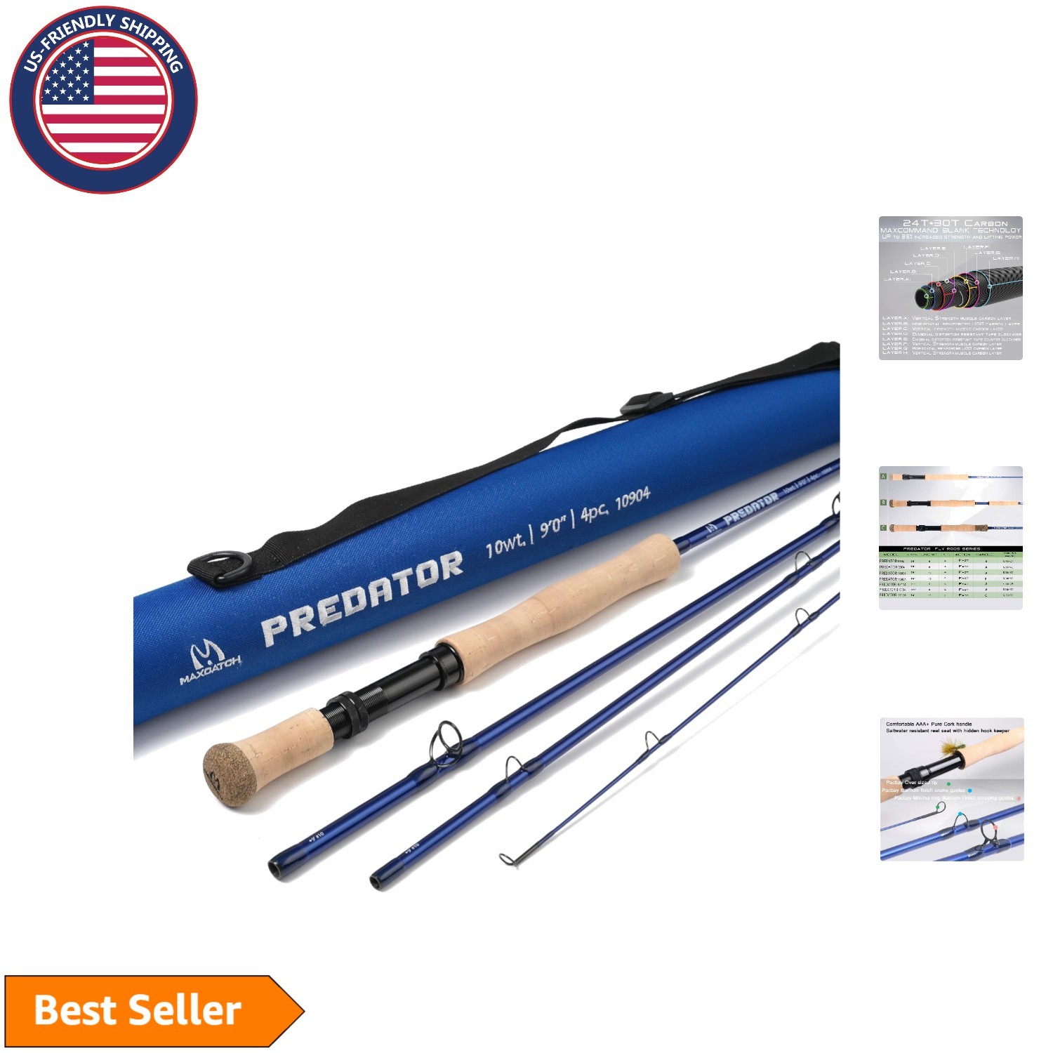 Predator Big Game & Saltwater Fly Fishing Rod – 9ft 9wt, 4-Piece