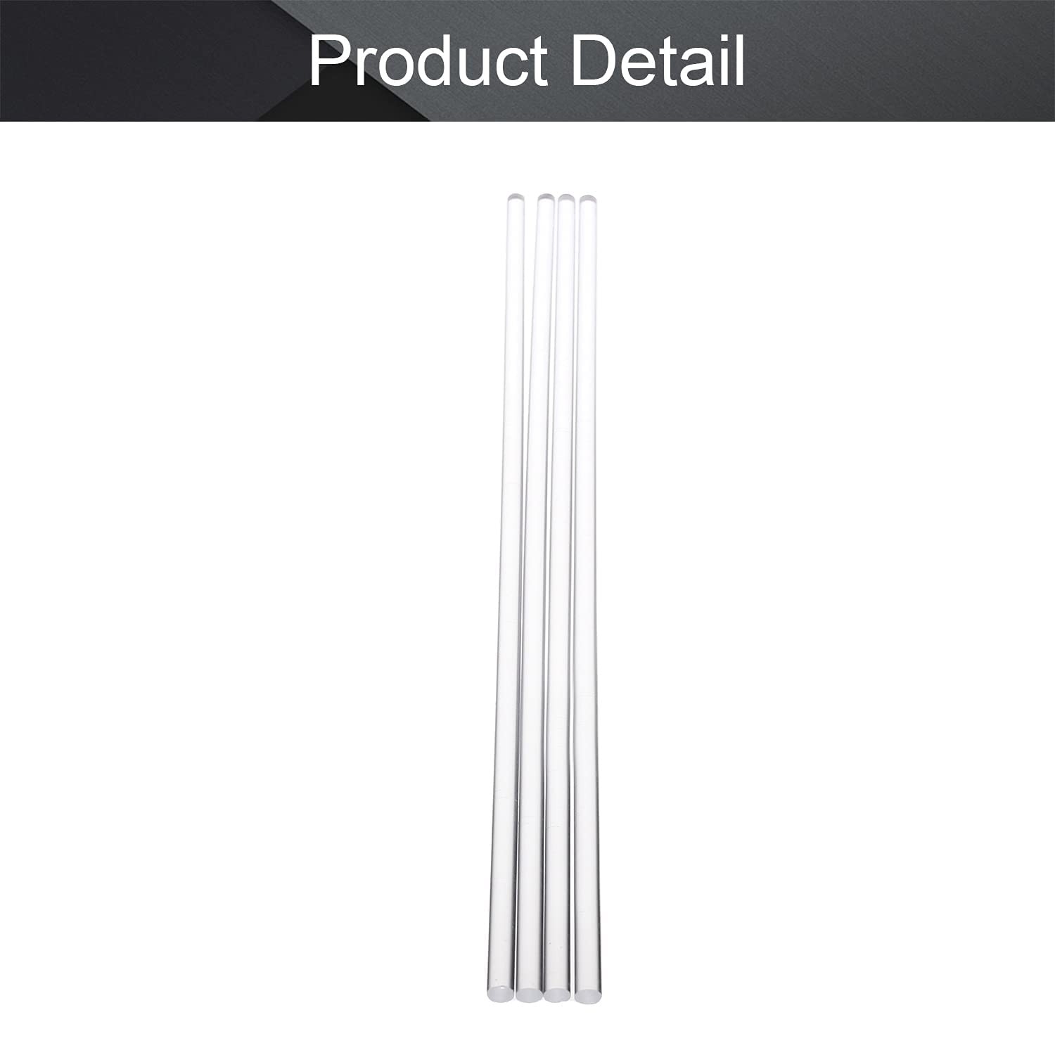 4 Pcs 5mm x 250mm Clear Acrylic Round Rod Standard Plexiglas PMMA Bar